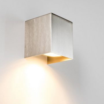 hofstein Wandleuchte »Nesce« Wandlampe Down aus Metall in Nickel-matt, ohne Leuchtmittel, eckige mit Lichtspiel an der Wand, 1xG10, Innen mit Lichteffekt