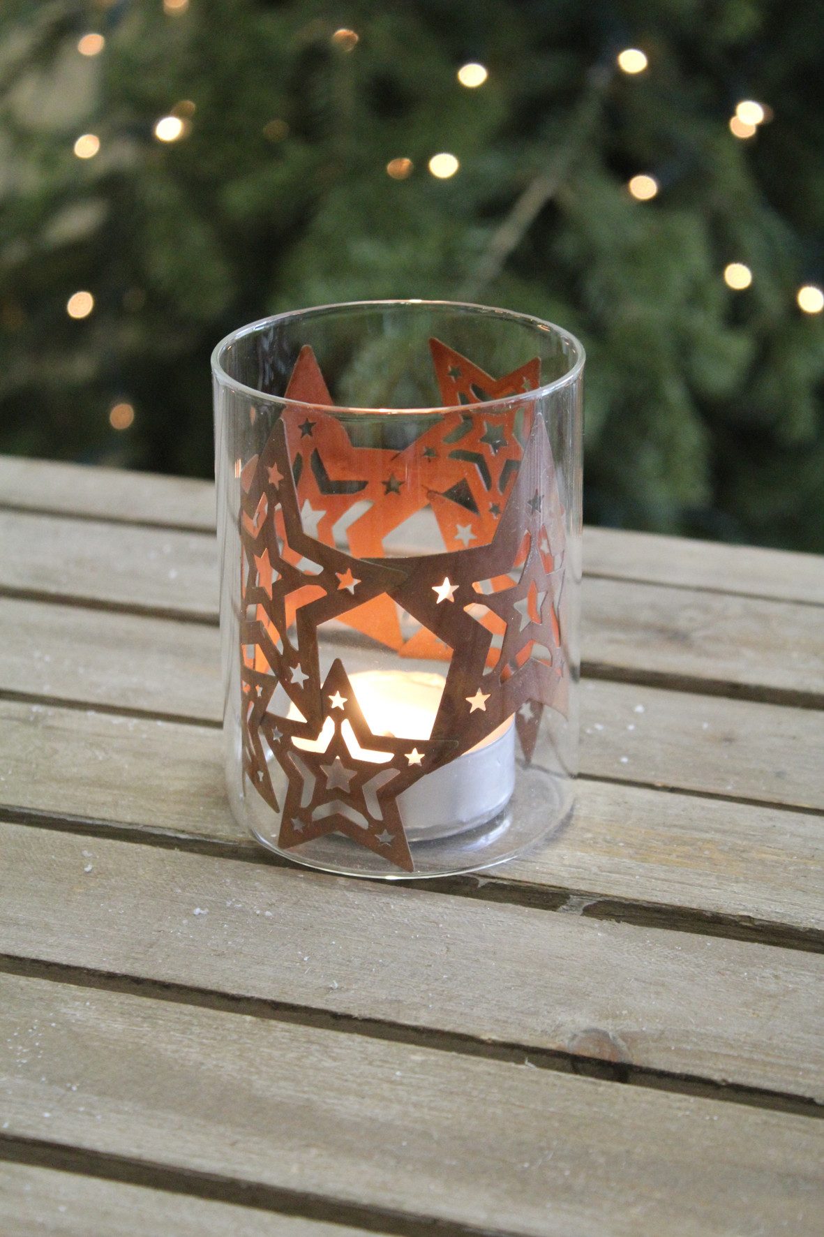 Goldbach Windlicht Glaswindlicht mit Metalleinsatz 12 cm, rotfarben (1 St)