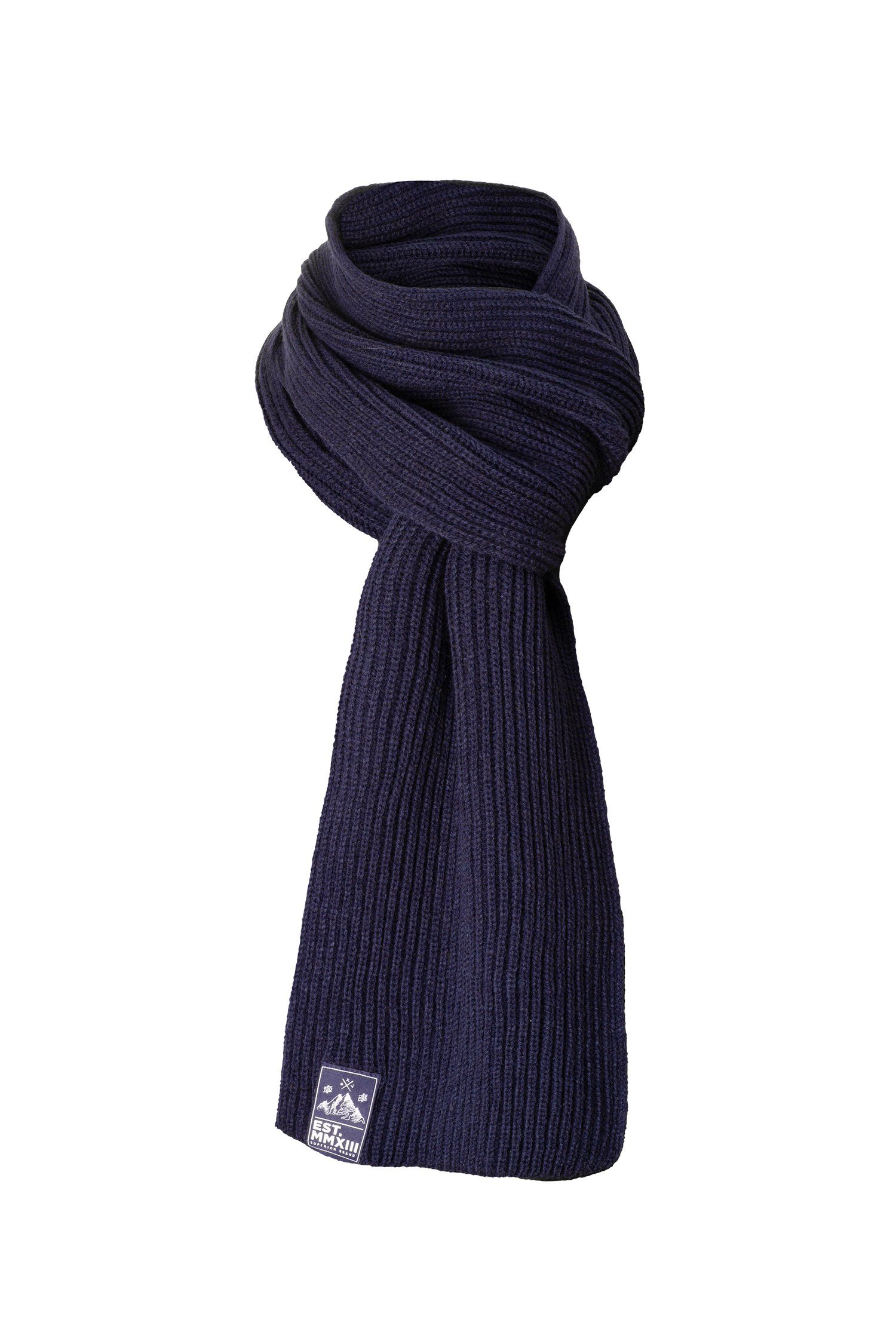 mit Knit Langschal, Scarf Strickschal, Navy Schal Winterschal, Rib Strickschal Manufaktur13 Rippstrick - gestrickt, Muster