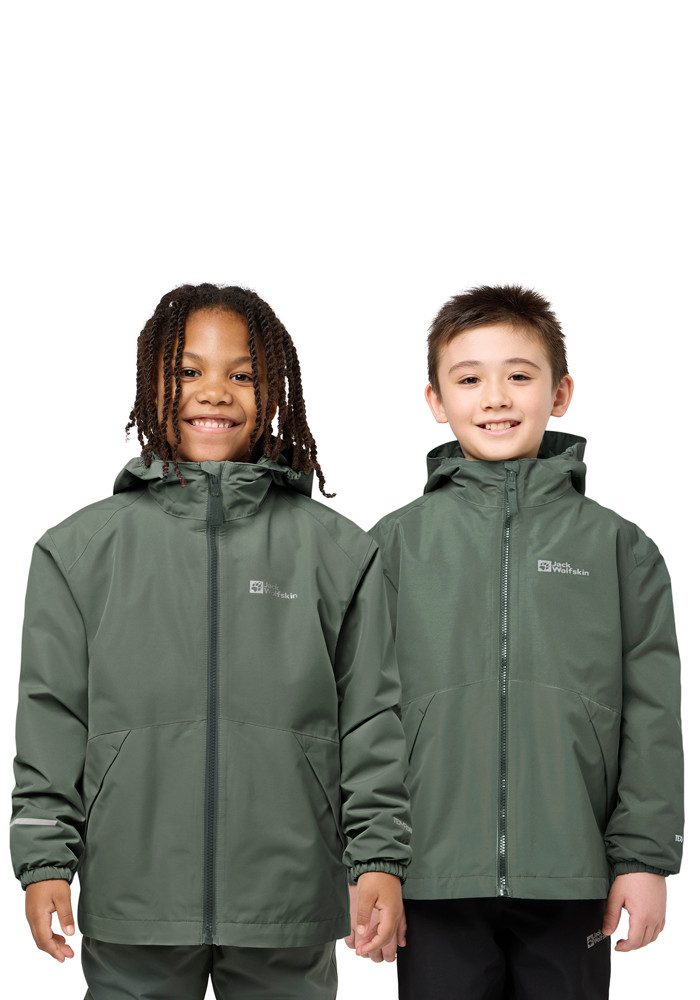 Jack Wolfskin 3-in-1-Funktionsjacke ICELAND 3IN1 JACKET K mit Kapuze, wasserdicht, winddicht, atmungsaktiv
