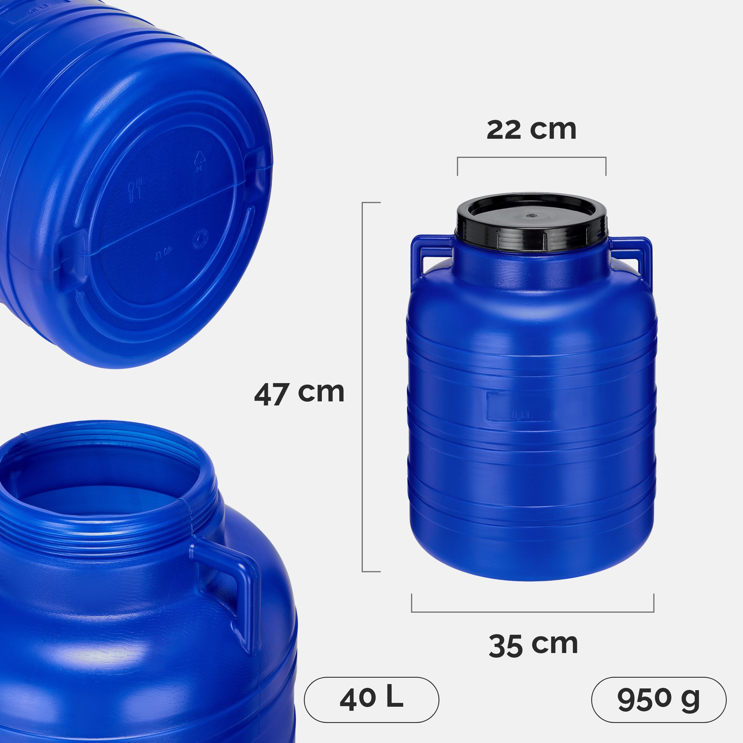 Garronda Regentonne Set 40 Liter Futtertonne BPA-frei Lebensmittel-Fass GD-0127, 40 l, (2-tlg), BPA-Frei