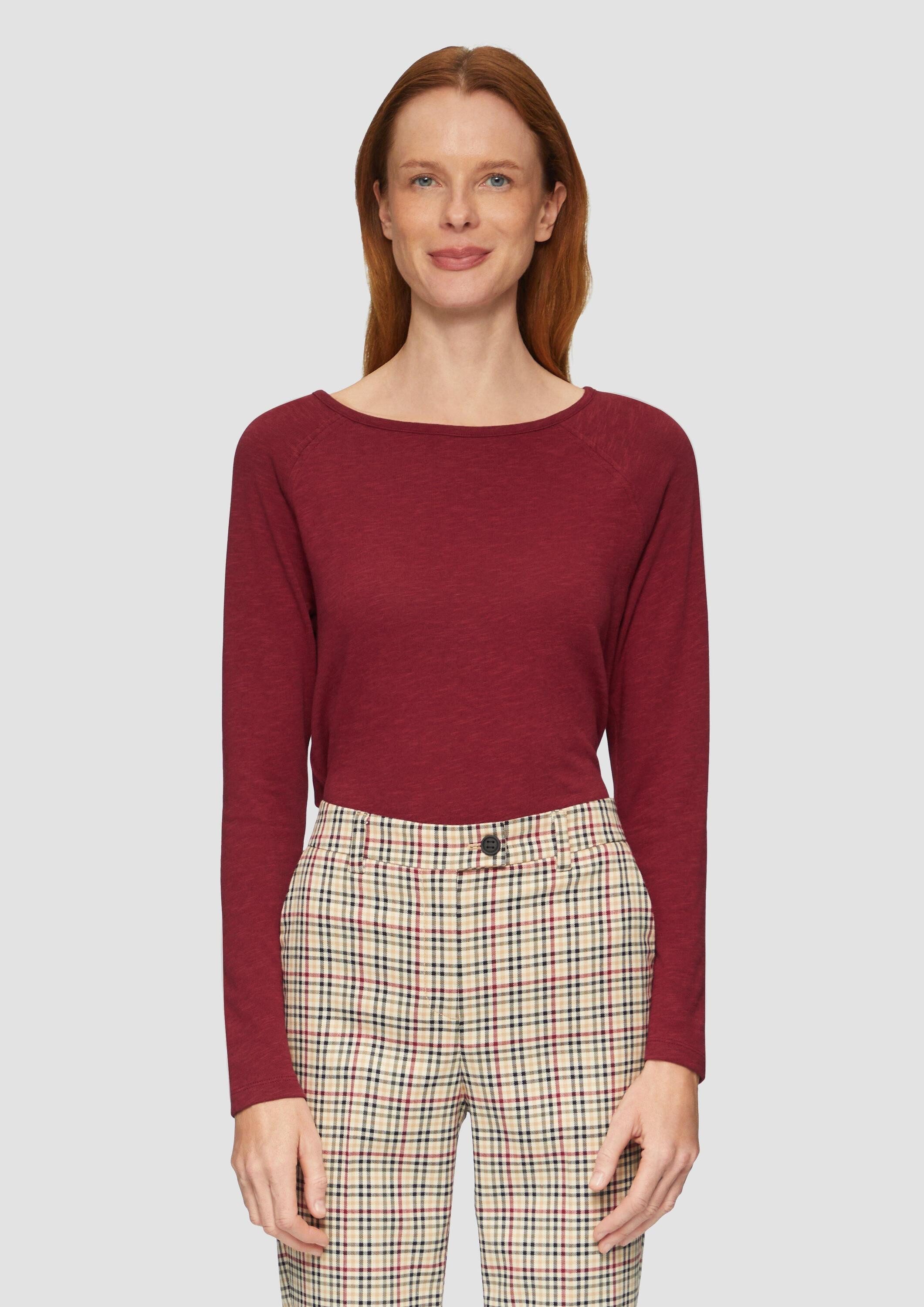 s.Oliver Langarmshirt T-Shirt Langarmshirt mit Flammgarnstruktur und Raglan günstig online kaufen