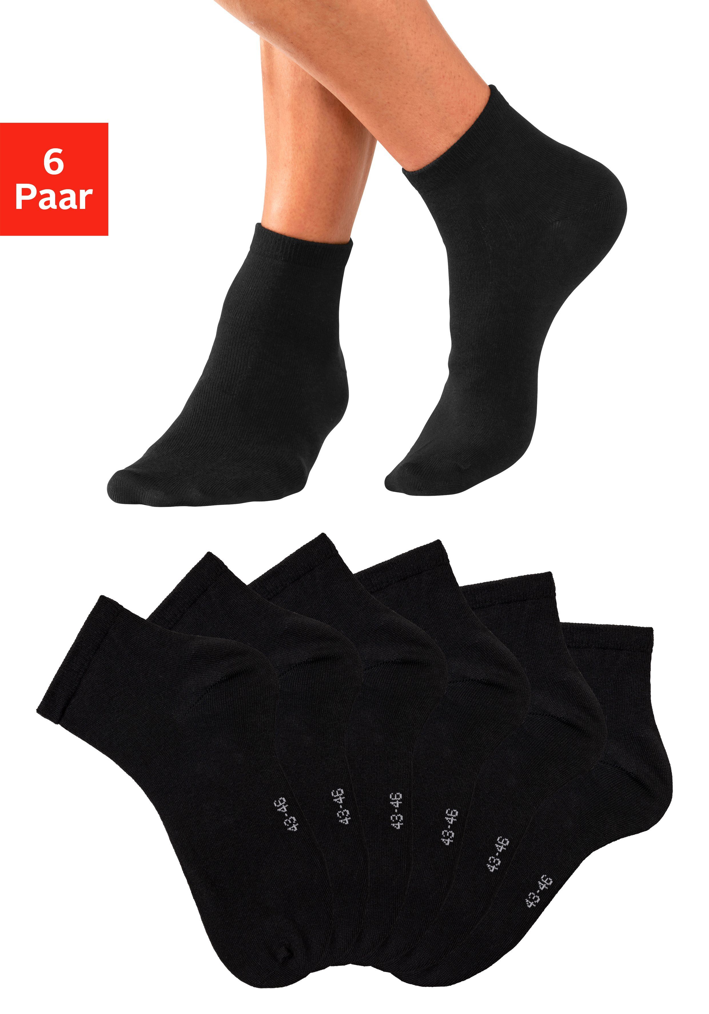 Bench. Kurzsocken (6-Paar) schwarz Markenlogo im mit 6x Bündchen eingestricktem