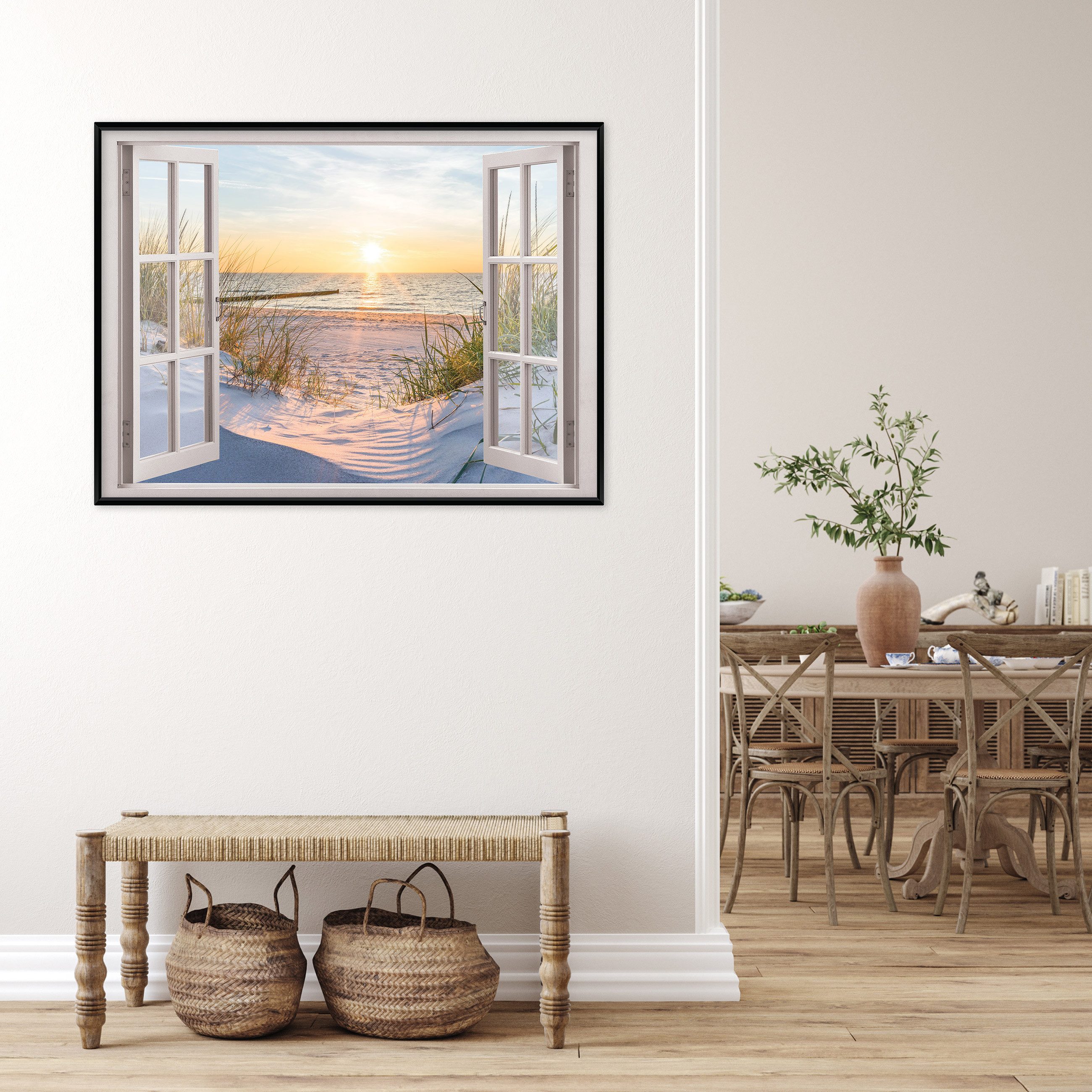 Wallarena Leinwandbild Fensterblick Natur Strand Meer günstig online kaufen
