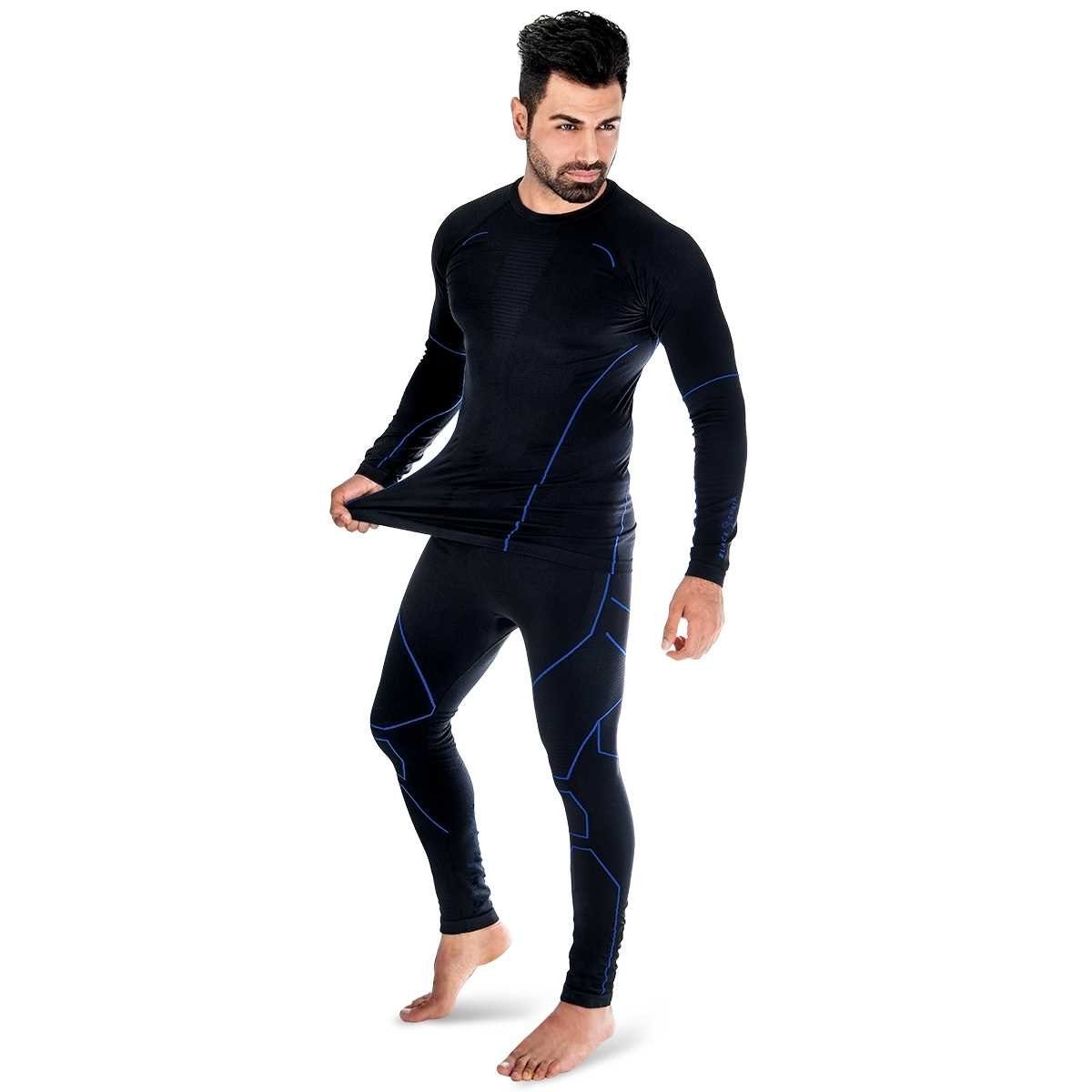 Black Snake Funktionsunterhemd neverest Unterhemd Seamless Funktionsunterwäsche + Unterhose Set Schwarz/Blau