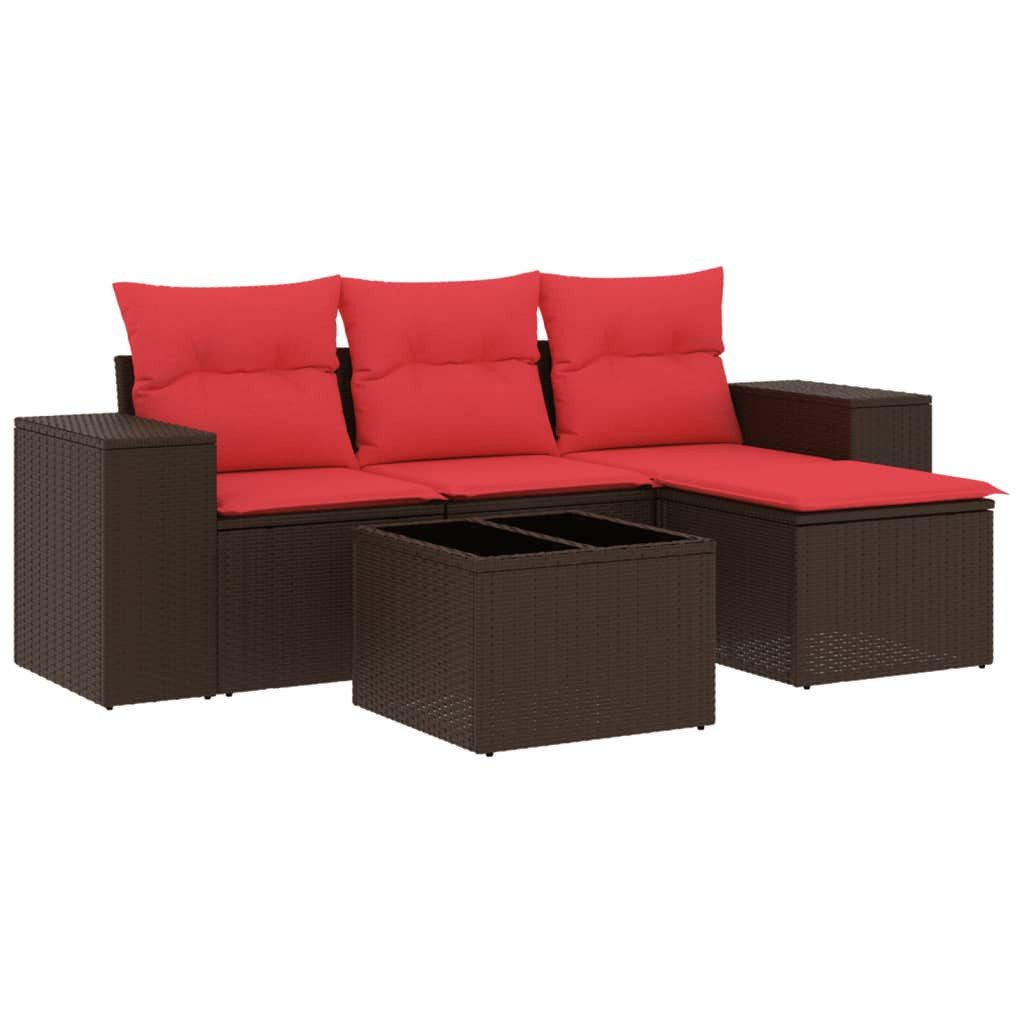 vidaXL Sofaelement 5-teiliges Gartensofa-Set mit Kissen, braun, Polyrattan (1 St)
