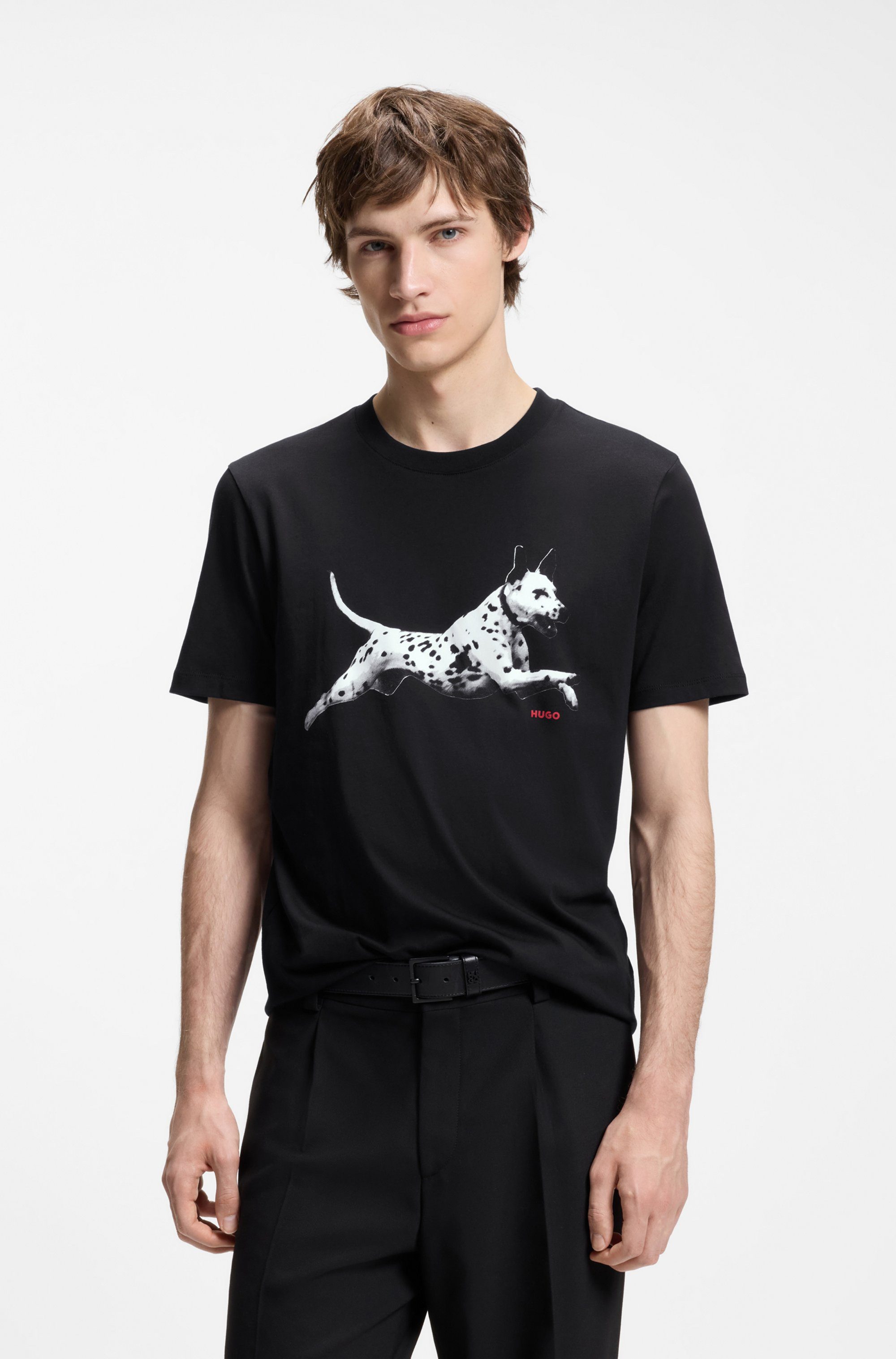 HUGO T-Shirt Dirunn Reine Baumwolle, Rundhalsausschnitt, Regular Fit