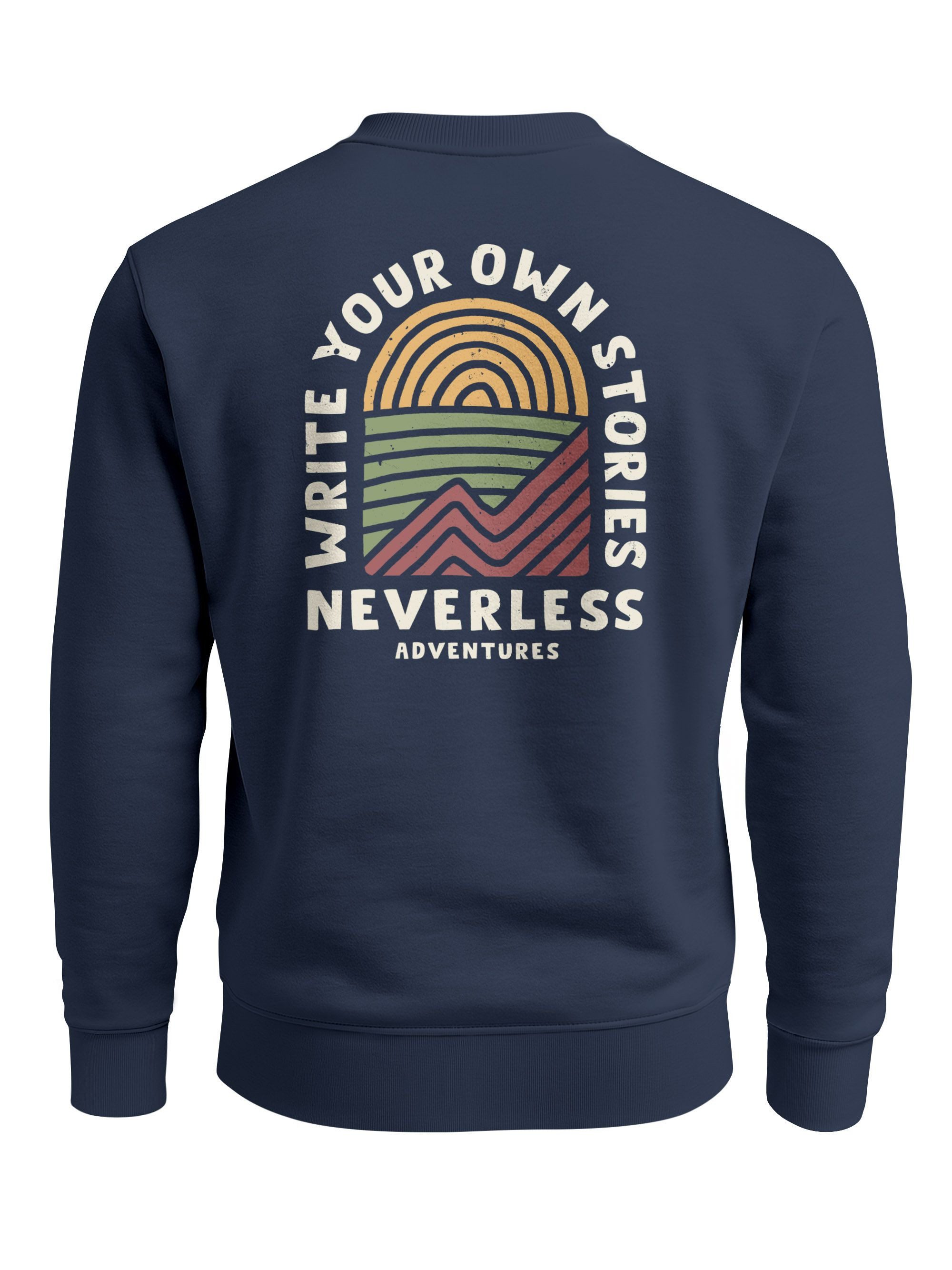Sweatshirt Sweatshirt Herren Pullover mit Outdoor Backprint mit Sonne und Bergen
