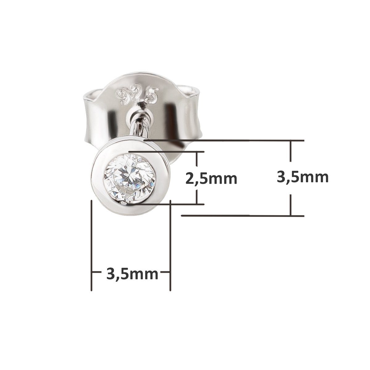 3,5mm Silber Schöner-SD Ohrringe Zirkonia Stecker Kristall, Paar Ohrstecker 925 Silberohrringe Kleine Rhodium,