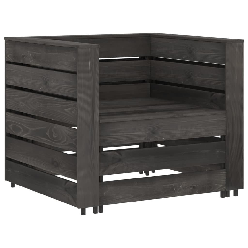 vidaXL Gartenlounge-Set, 2-tlg. Garten-Paletten-Lounge-Set Kiefernholz Grau Imprägniert
