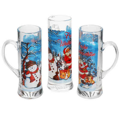 MamboCat Tasse 3x Frohe Weihnachten Glühwein-Gläser mit Henkel 200ml geeicht, Glas