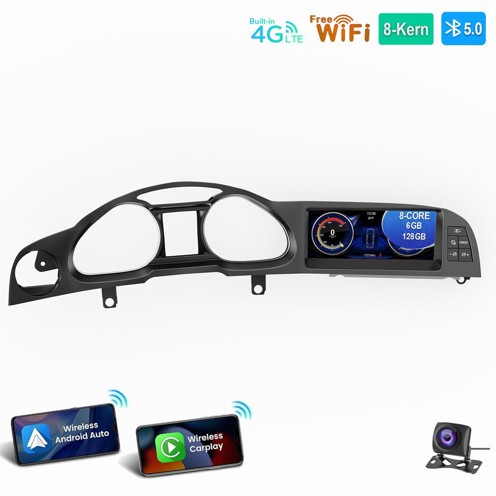 ESSGOO Android 15 6+128G Carplay Autoradio Für Audi A6 C6 4F MMI 2G 2005-2009 Autoradio (Digitalradio (DAB), FM, AM, RDS, SWC, Navi DSP 4G LTE 8-Kern)