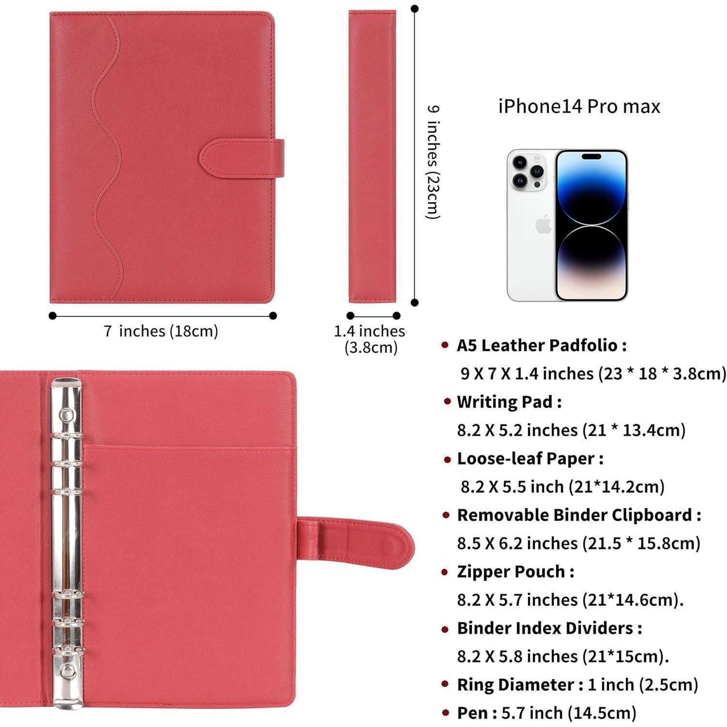 LuxusKollektion Tagebuch Liniertes A5 PU Leder Journal Nachfüllbar Schreibblock Rot