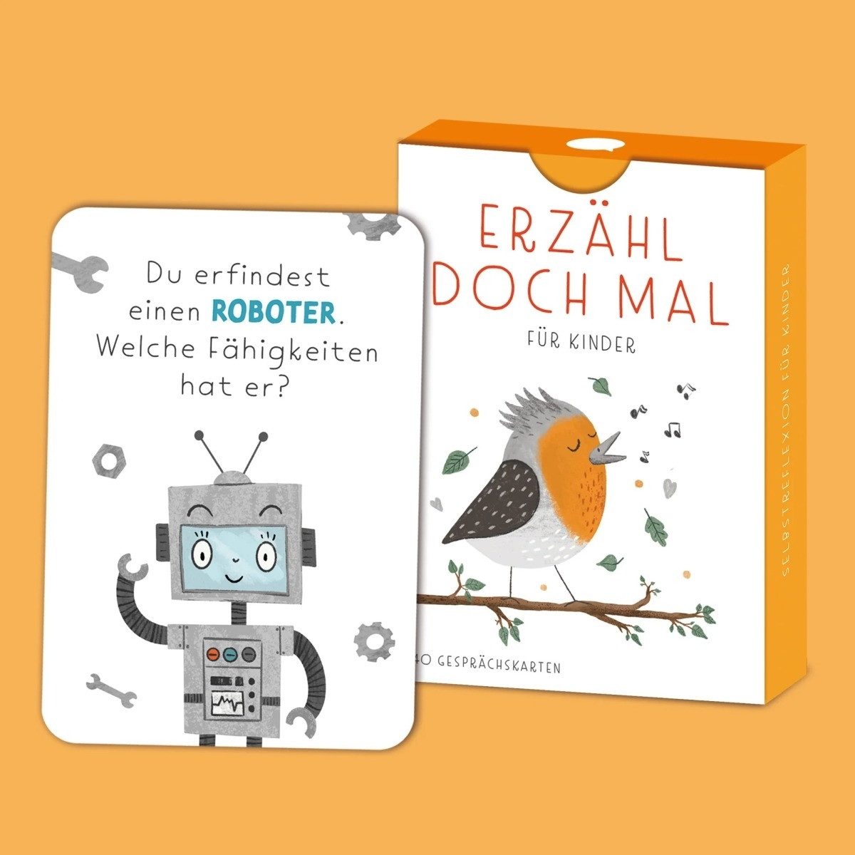 Rüsselfuchs Spiel Erzähl doch mal Gesprächskarten für Kinder Familienfragen Set, Erzähl doch mal – Gesprächskarten für Kinder, handgezeichnete Karten, kindgerechte Impulse, Faltschachtel