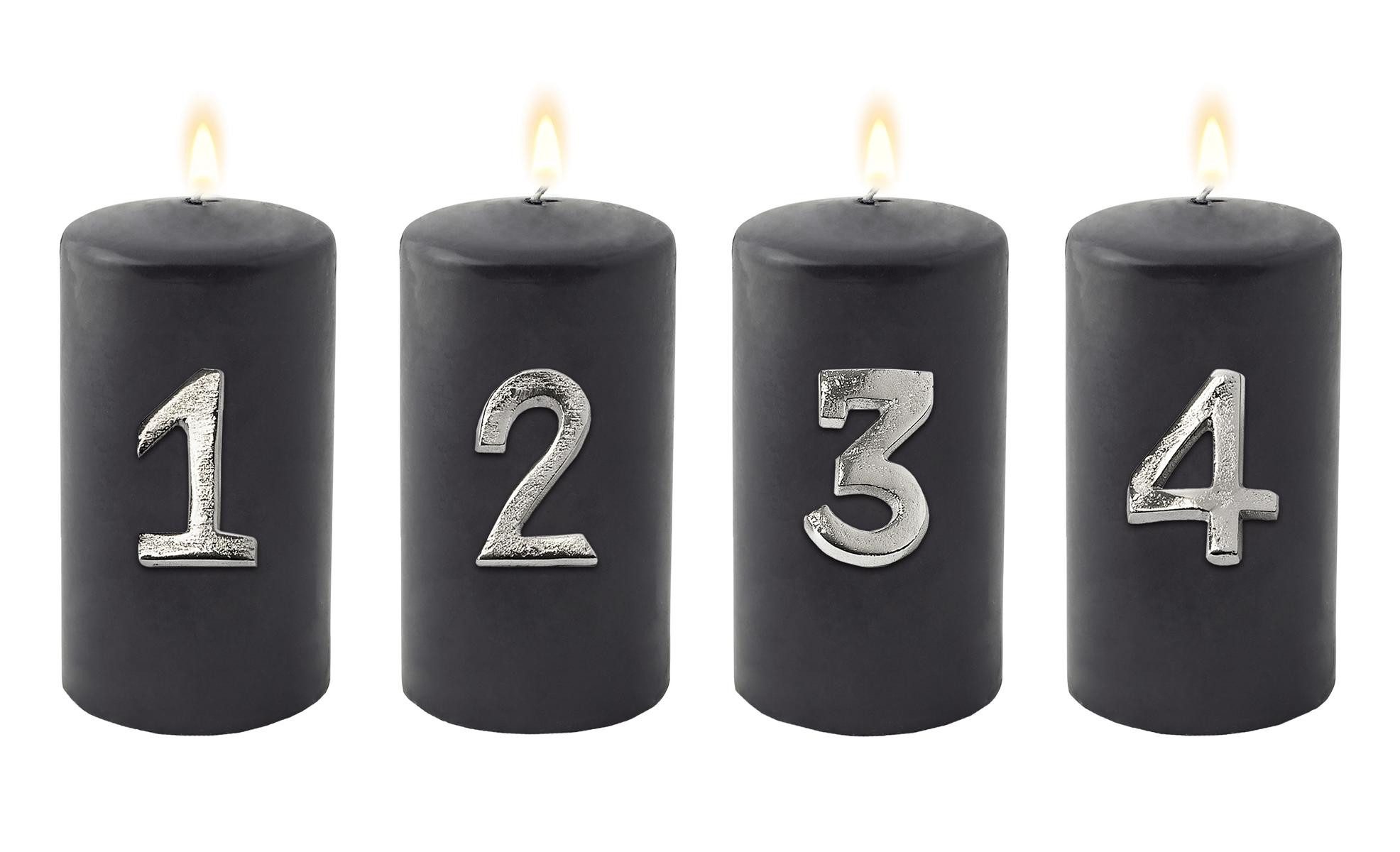 EDZARD Kerzenständer Kerzenstecker Advent, 4er-Set, Zahlen 1 bis 4, Silber- günstig online kaufen