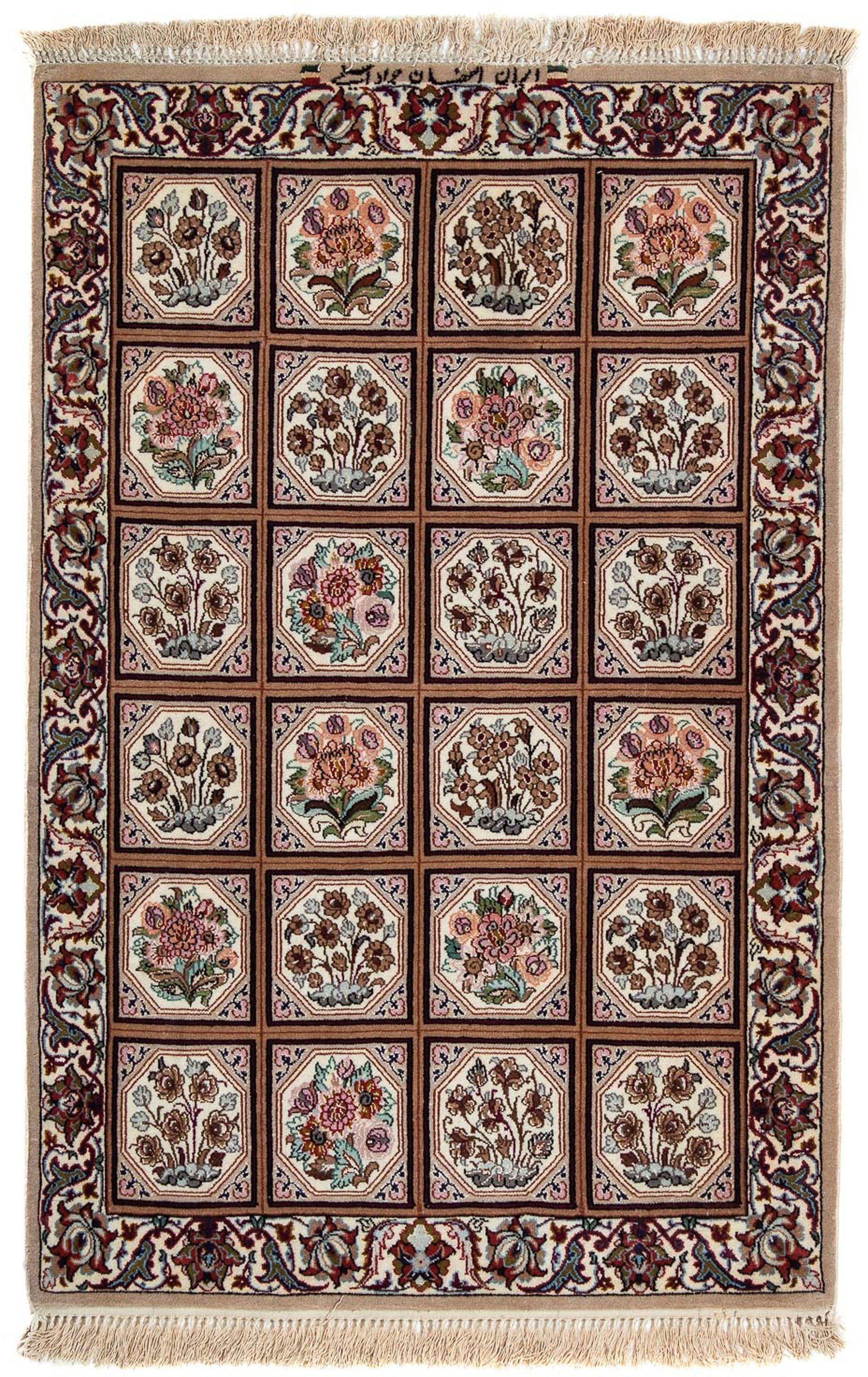 Orientteppich 103 mit - - hellbraun, Höhe: - Isfahan Handgeknüpft, Premium Zertifikat Einzelstück Wohnzimmer, - 70 6 cm morgenland, mm, rechteckig, Perser x