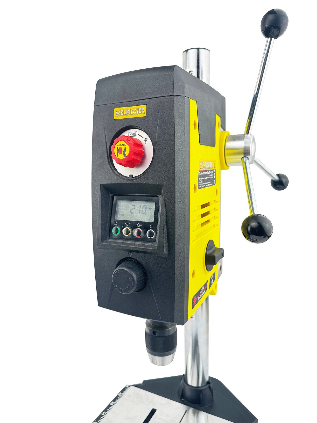 WELDINGER Tischbohrmaschine Tischbohrmaschine TB-2500 electronic 200-2500 U/min 800 W Laserfokus, 230 V V, max. 2500 U/min, (Standard)