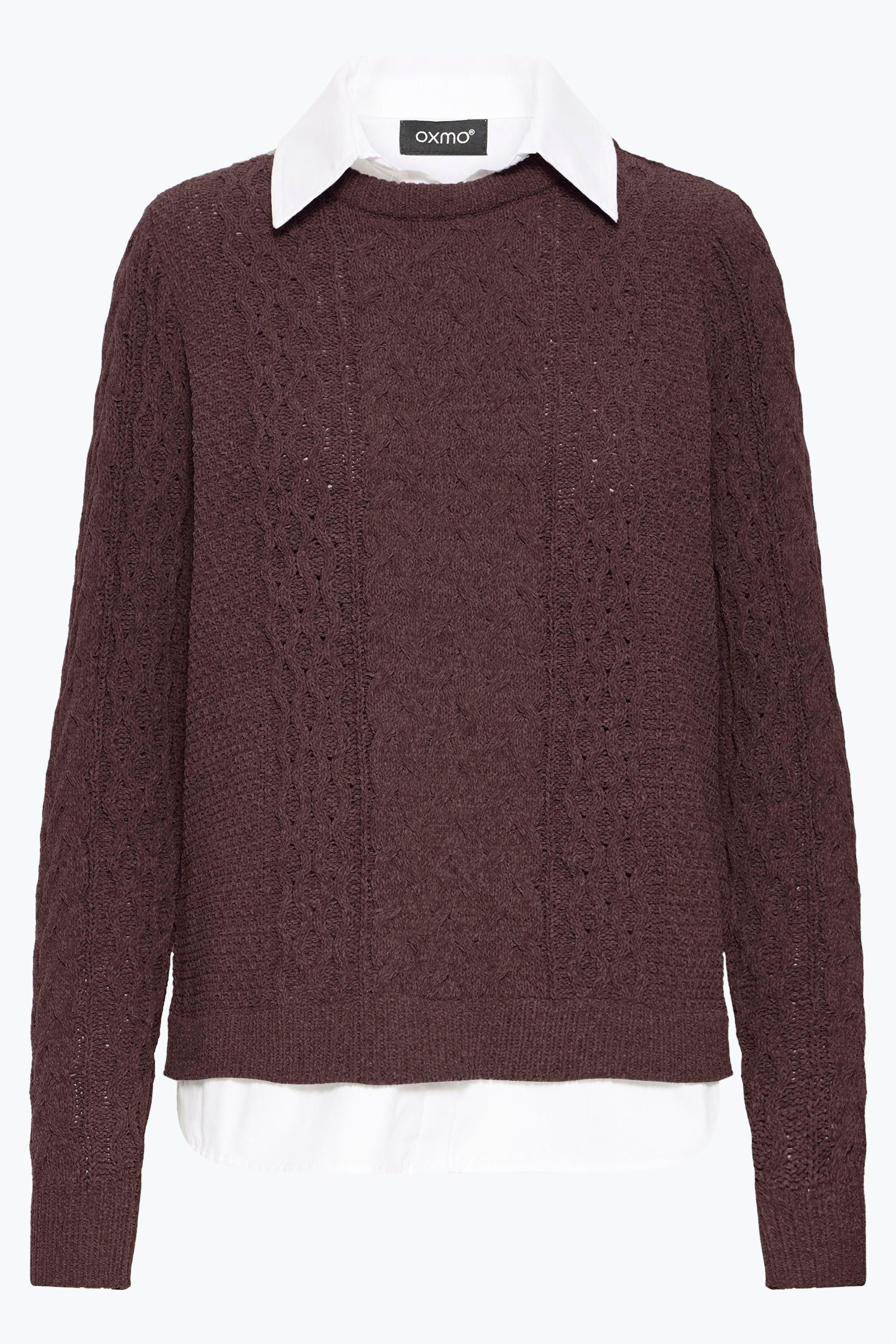 OXMO Strickpullover OXFSanvi Modischer Strickpullover mit integrierter Bluse