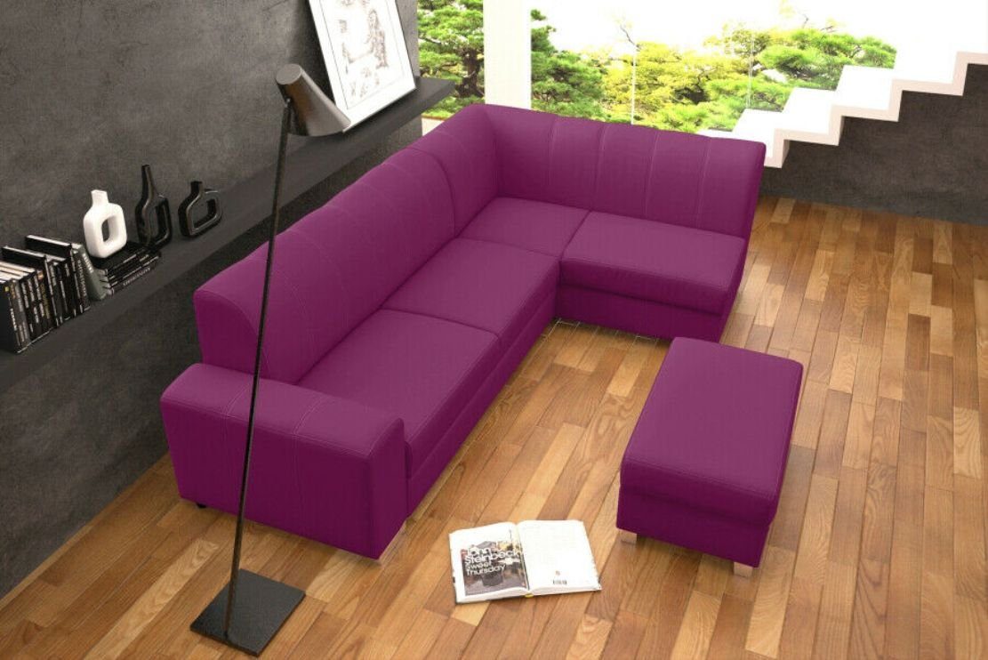 JVmoebel Ecksofa, Sofa Schlafsofa Designer Sofa mit Bettfunktion + Bettkasten Ecksofa Lila