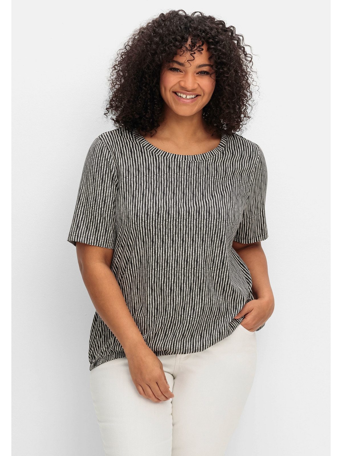 Sheego Rundhalsshirt Große Größen mit Minimal-Druck günstig online kaufen