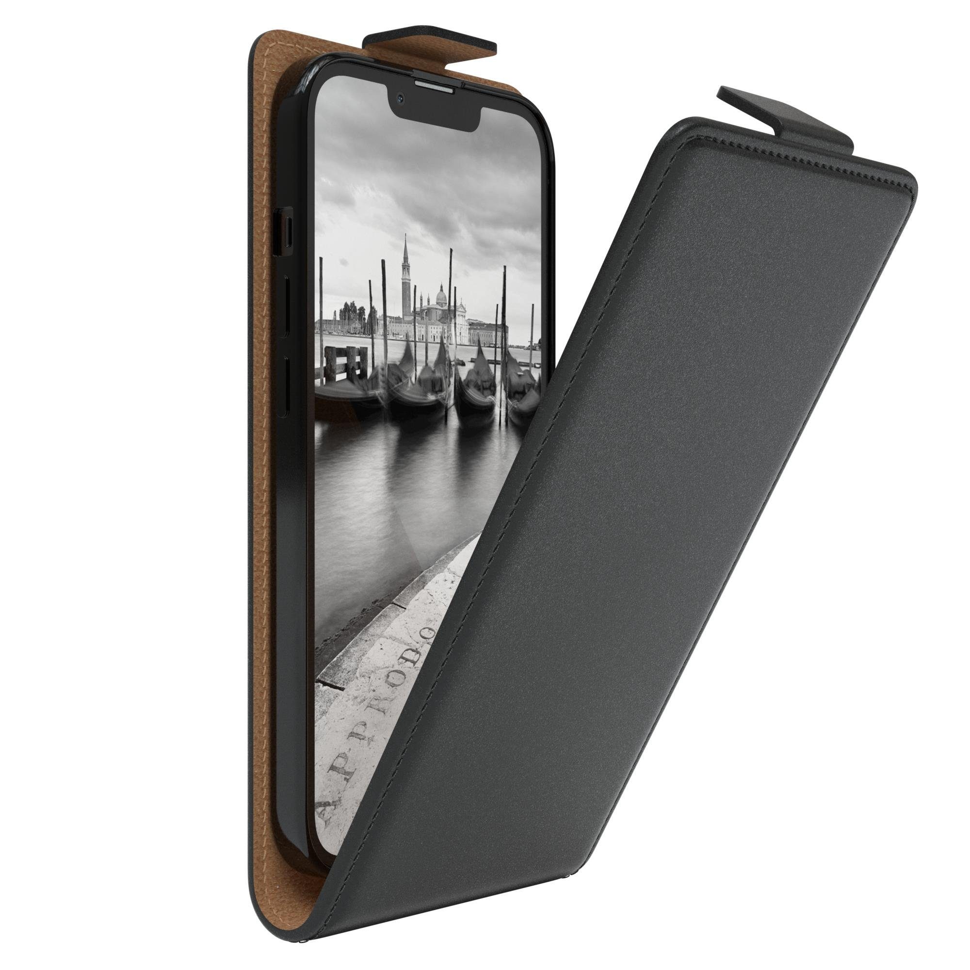 EAZY CASE Handyhülle Flipcase für Apple iPhone 13 Pro 6,1 Zoll, Tasche Klapphülle Handytasche zum Aufklappen Etui Kunstleder Schwarz