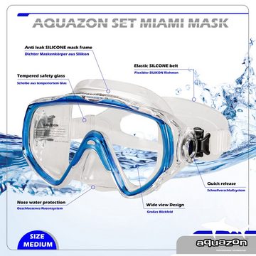AQUAZON Taucherbrille MIAMI mit Schnorchel und Flossen, Schnorchelset, für Kinder