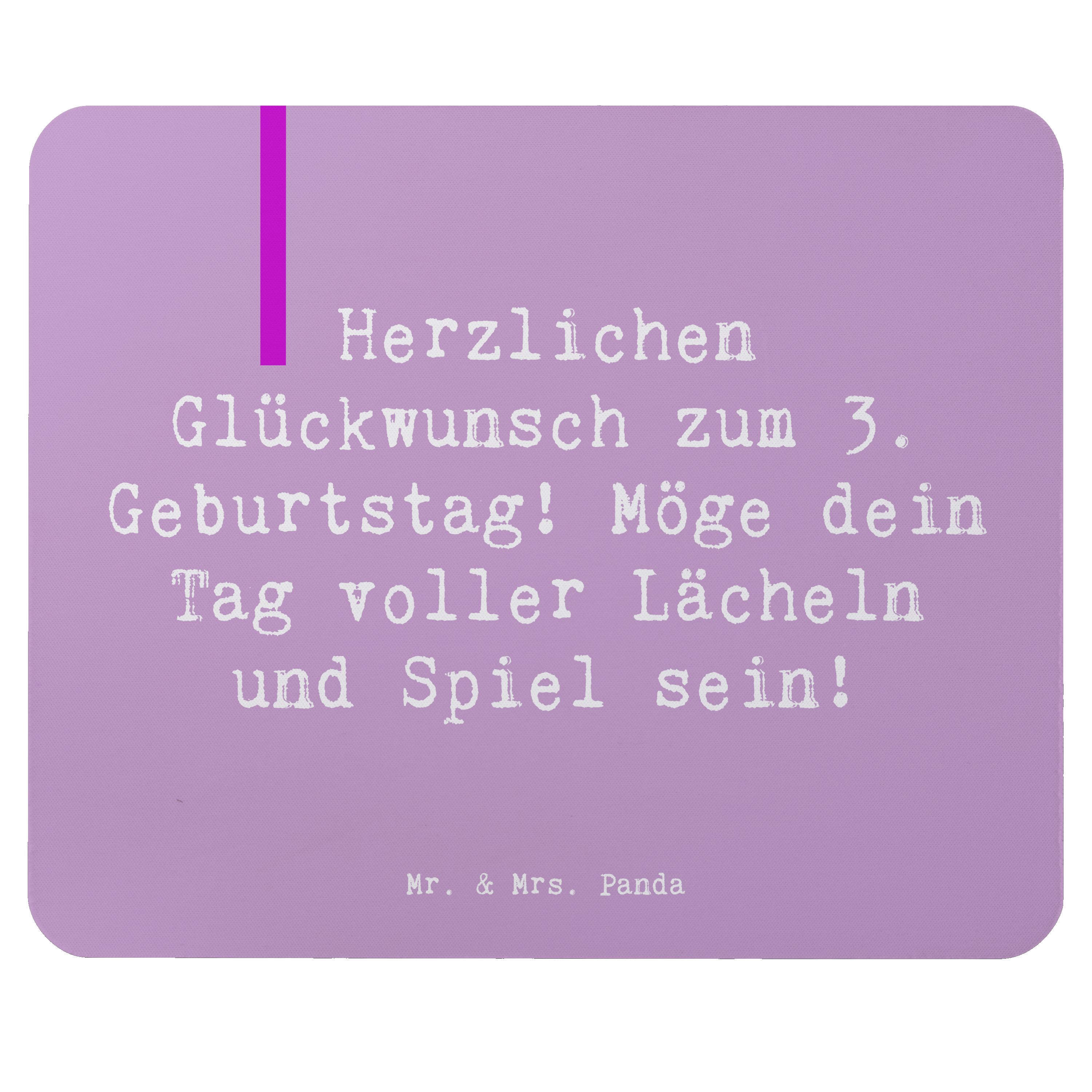 Mauspad Spruch 3. Geburtstag Lächeln und Spiel - Lavendeltraum - Geschenk, be