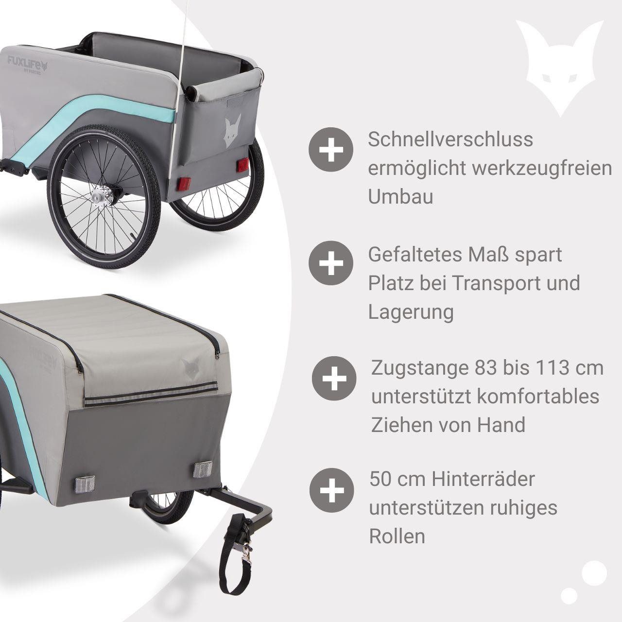 FUXLIFE Fahrradkinderanhänger FX-LA120, 2in1 Nutzung, 120 L Volumen, 47,8 kg Zuladung – Bild 5 von 5
