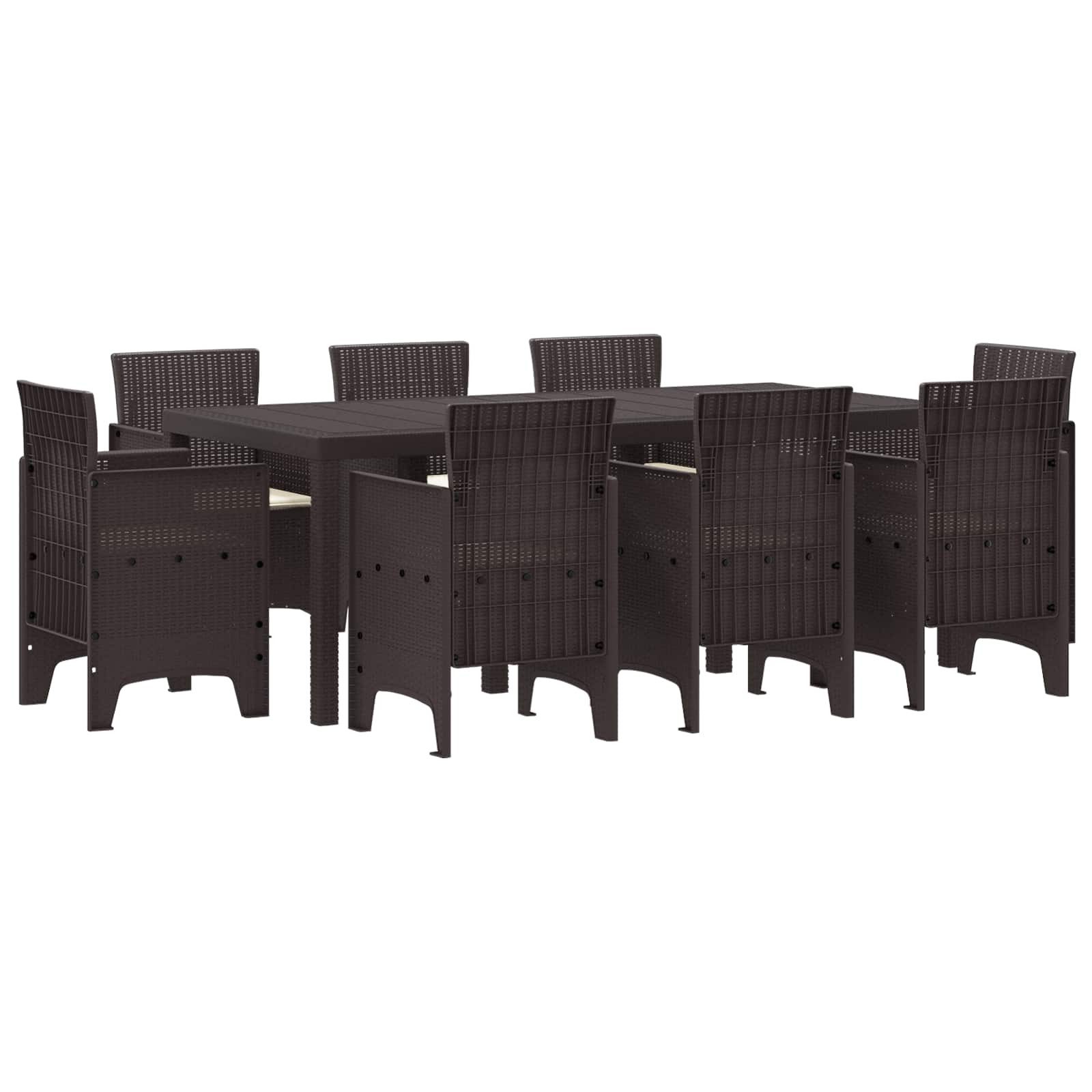 vidaXL Gartenlounge-Set Garten Essgruppe 9 pcs Braun Polypropylen, (9-tlg)