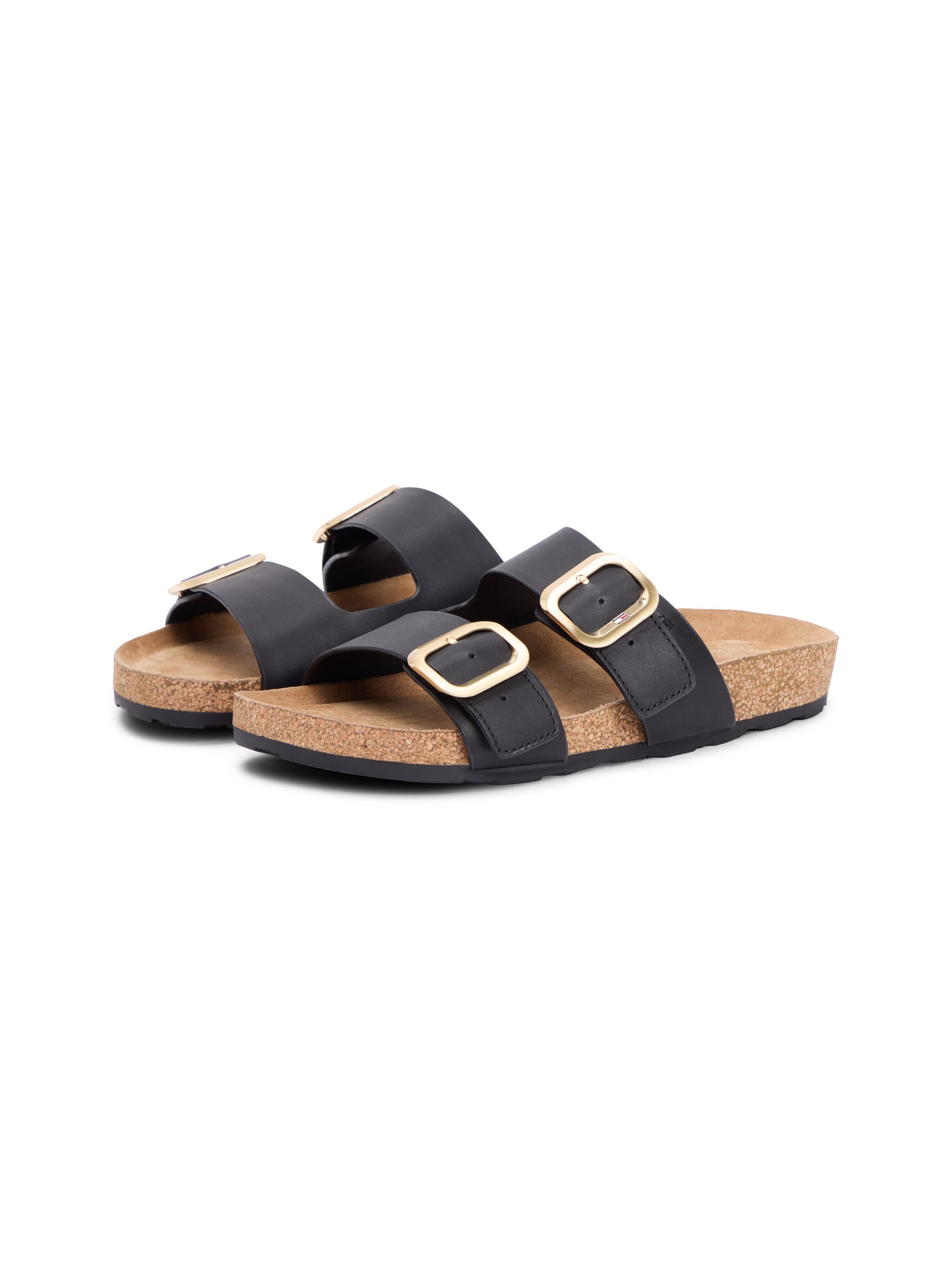 Tommy Hilfiger TH CLASSIC CORK SANDAL LEATHER Pantolette Sommerschuh, Schlupfschuh, Flat mit Logoemblem