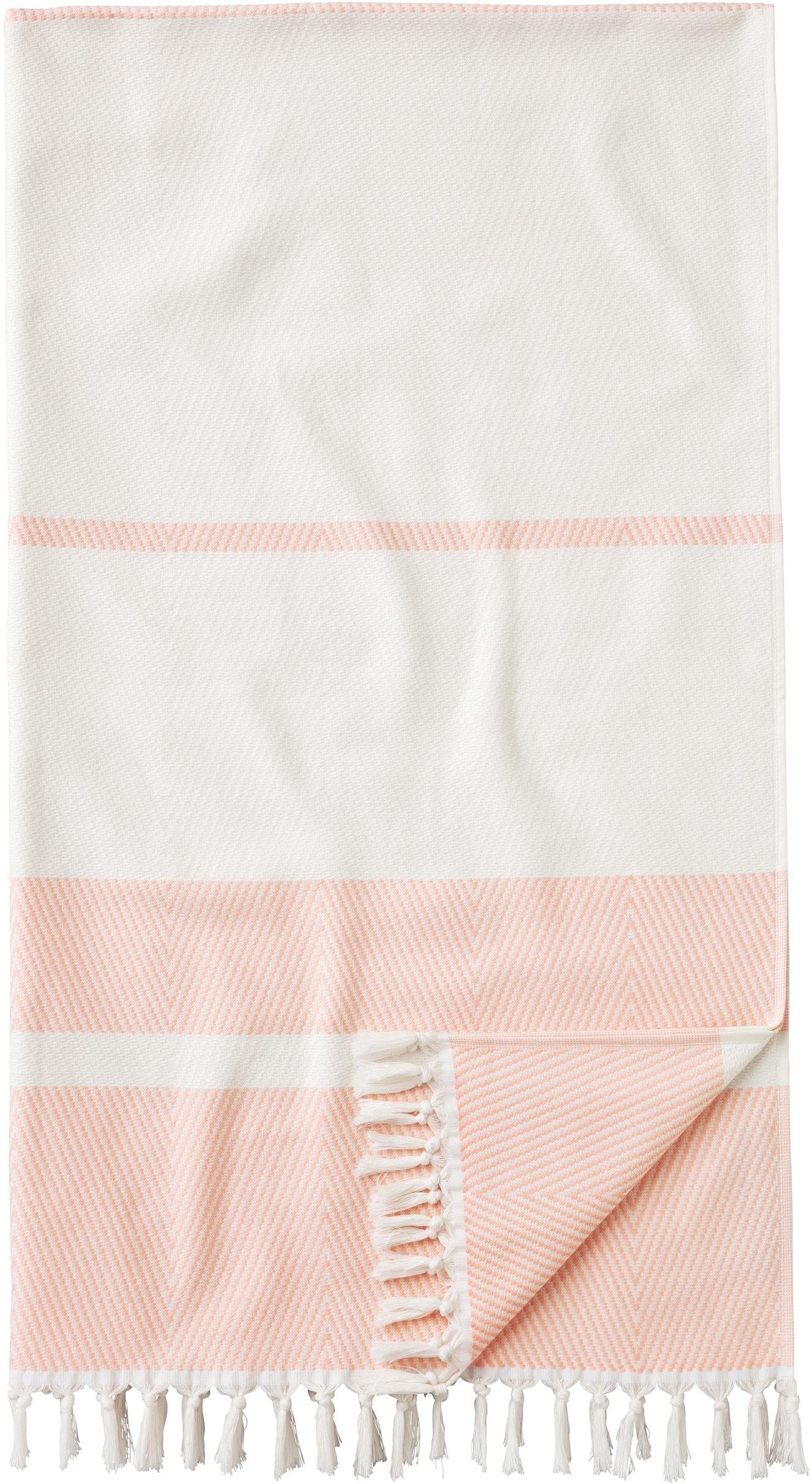 Egeria Hamamtuch Pestemal Herri, (1-St), ideal cm, Fransen, Hamam als rose 100x180 Muster & Strandtuch Frottier mit