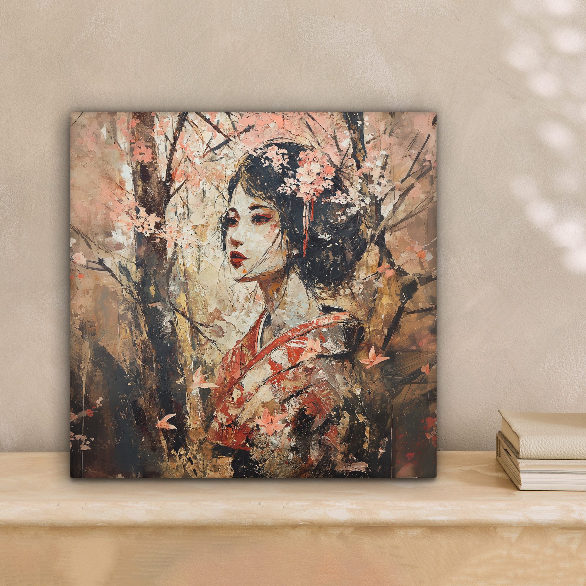 OneMillionCanvasses® Leinwandbild Kimono - Frau - Kirschbäume, Fotodruck (1 günstig online kaufen