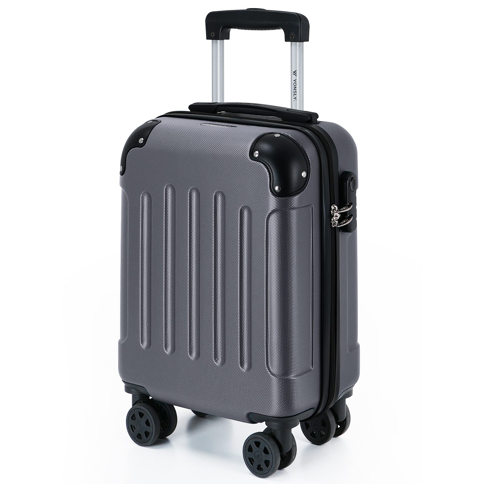 YONSLY Hartschalen-Trolley Hartschalen-Reisekoffer Trolley Rollkoffer in S/M/L/XL Größen, 4 Rollen, mit 360°-Lenkrollen, Zahlenschloss und mehrstufigem Teleskopgriff