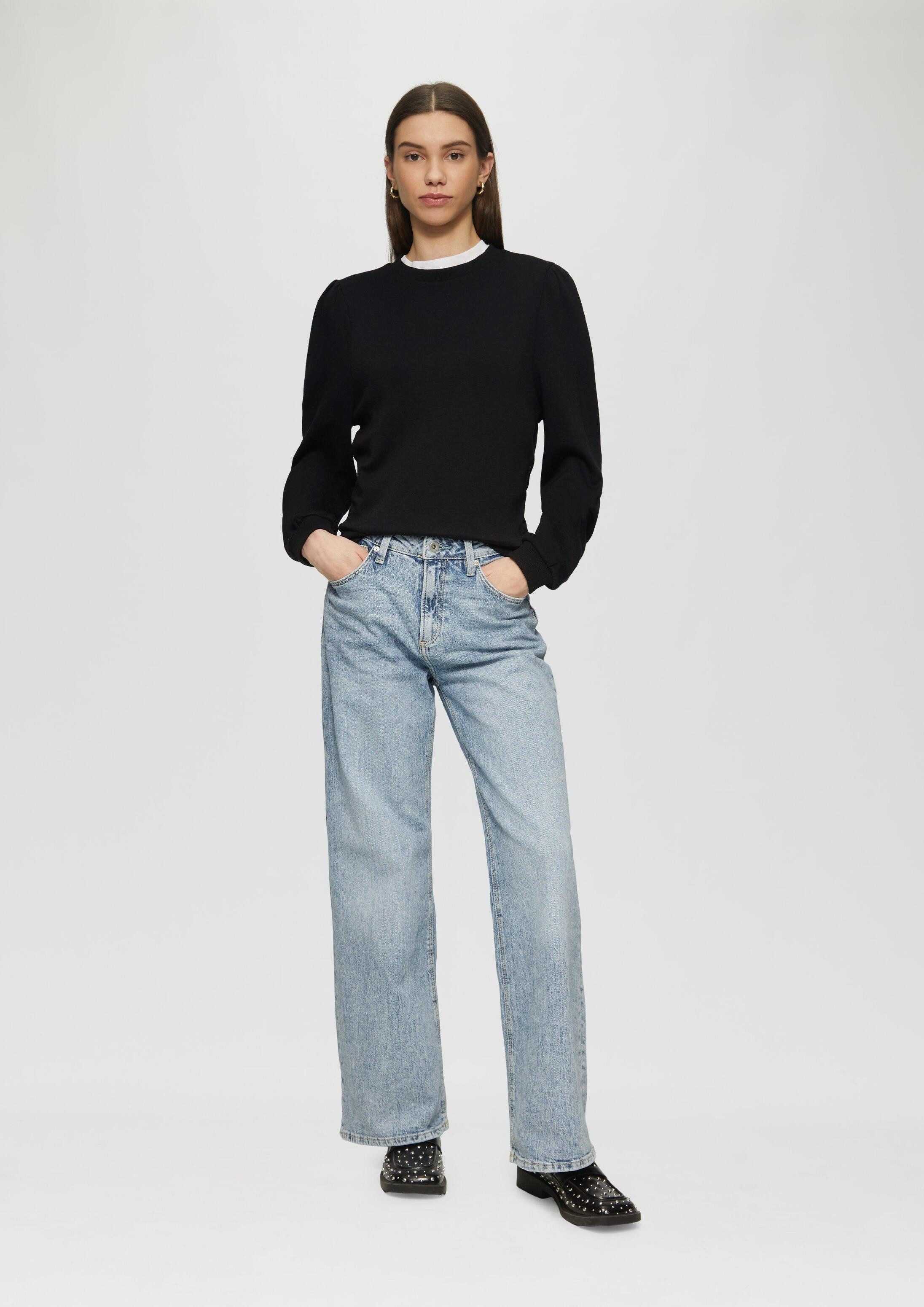 QS Sweatshirt Sweatshirt Viskosemix-Sweatshirt mit Puffärmeln