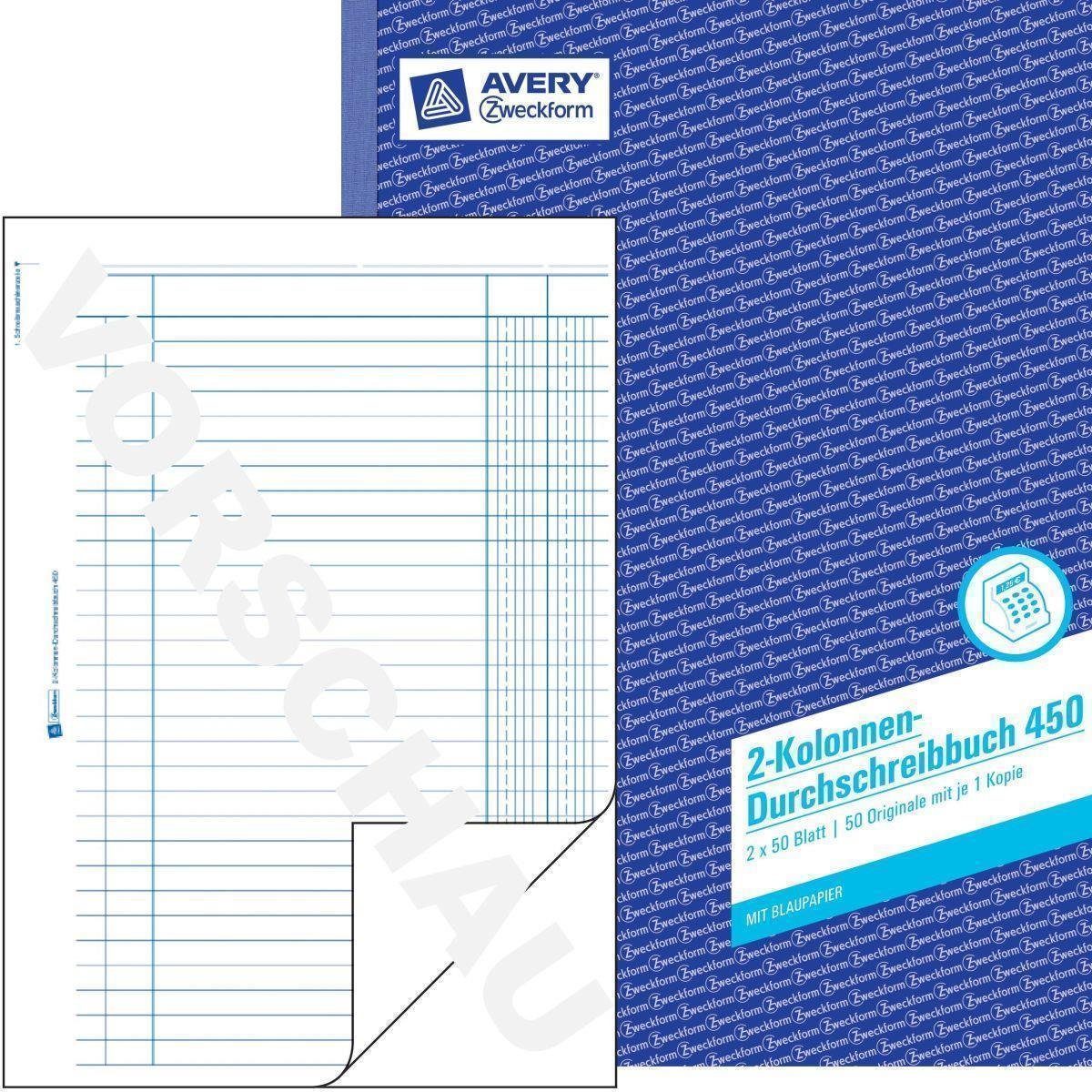 Avery Zweckform Kugelschreiber AVERY Zweckform Formularbuch "2 Kolonnen-Durchschr