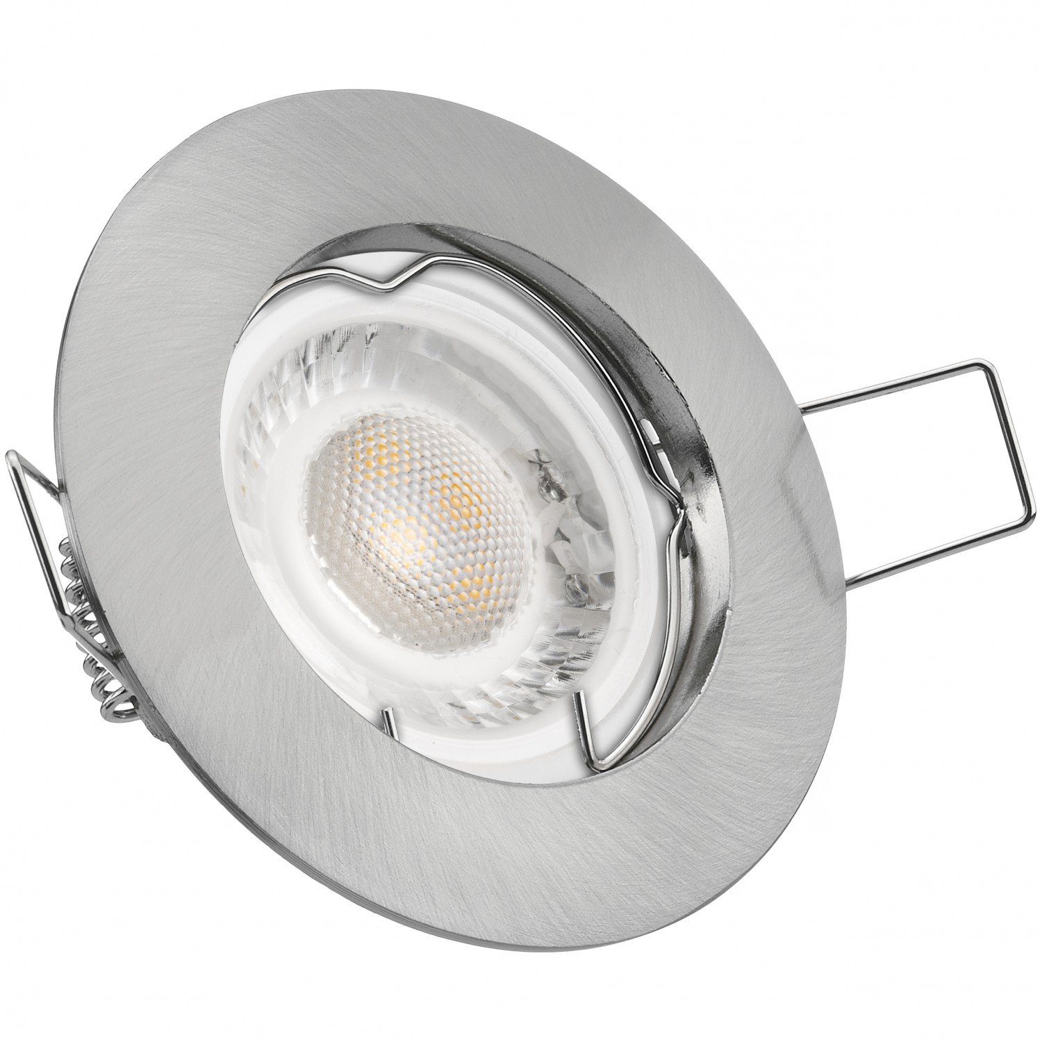 in LEDANDO gebürstet LED silber Einbaustrahler extra / mit flach LED Einbaustrahler Set edelstahl
