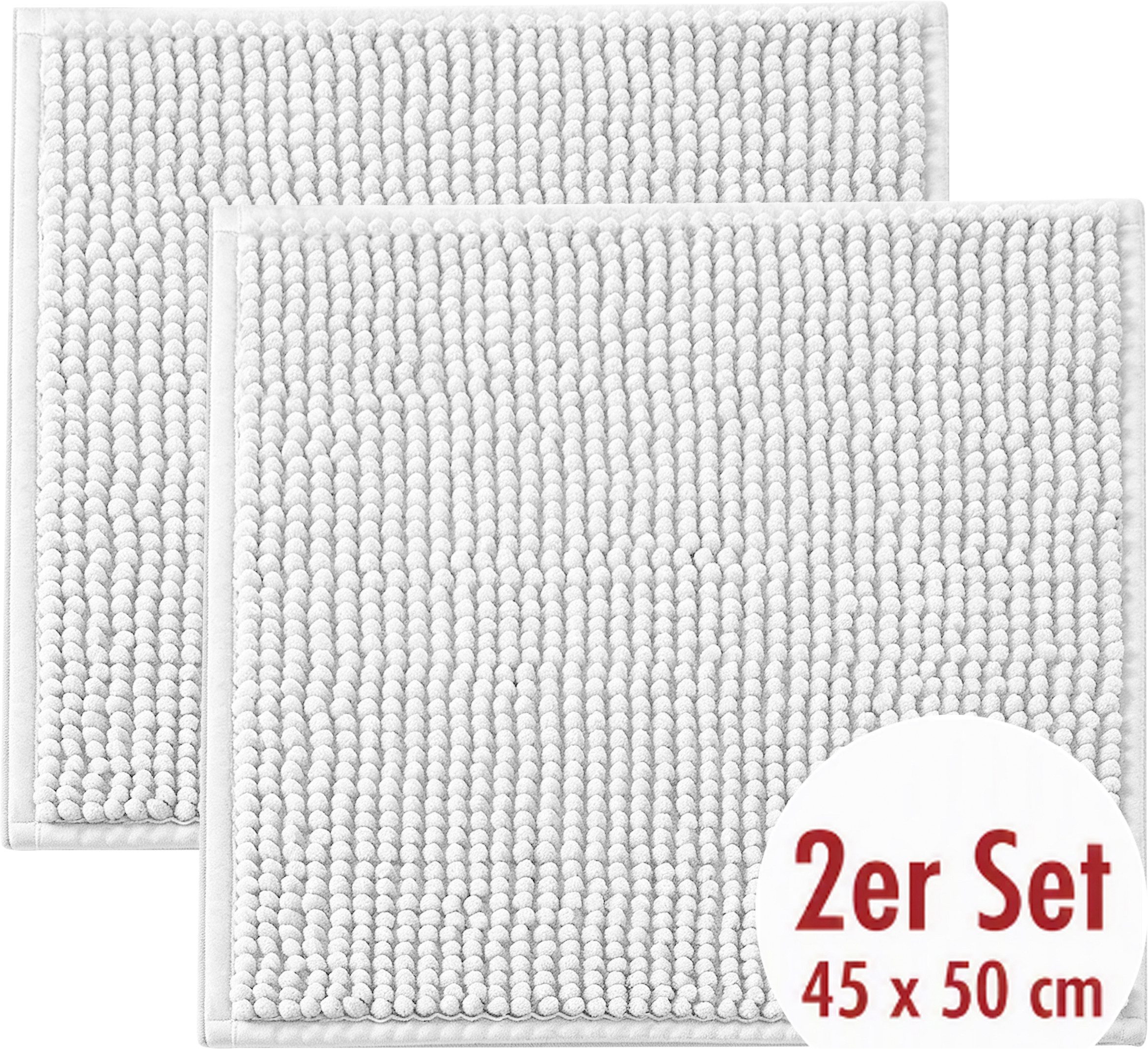 OTTO home Badematte Vanessa Chenille, Standard & Premium, 15cm oder 20cm, auch als 2er Set, rutschhemmend beschichtet, schnell trocknend, strapazierfähig, fußbodenheizungsgeeignet, Polyester, rechteckig, 2-tlg. 45 cm x 50 cm, Uni Farben, besonders weich,