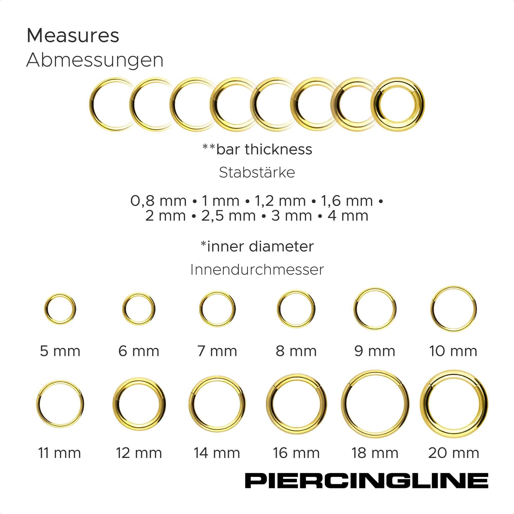 PIERCINGLINE Nasenpiercing Titan Segmentring Clicker Ohrpiercing Septum Nase (Clicker, 1-tlg), Ohrpiercing für Conch, Helix, Tragus, Daith, Lobe