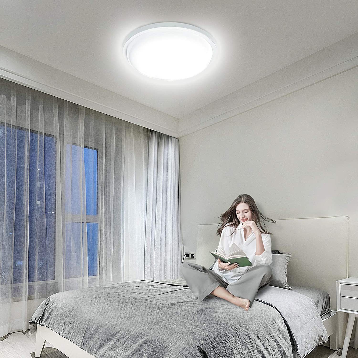 UISEBRT LED Deckenleuchte 15W Rund Moderne IP44 Kaltweiß Deckenlampe, Wasserdicht