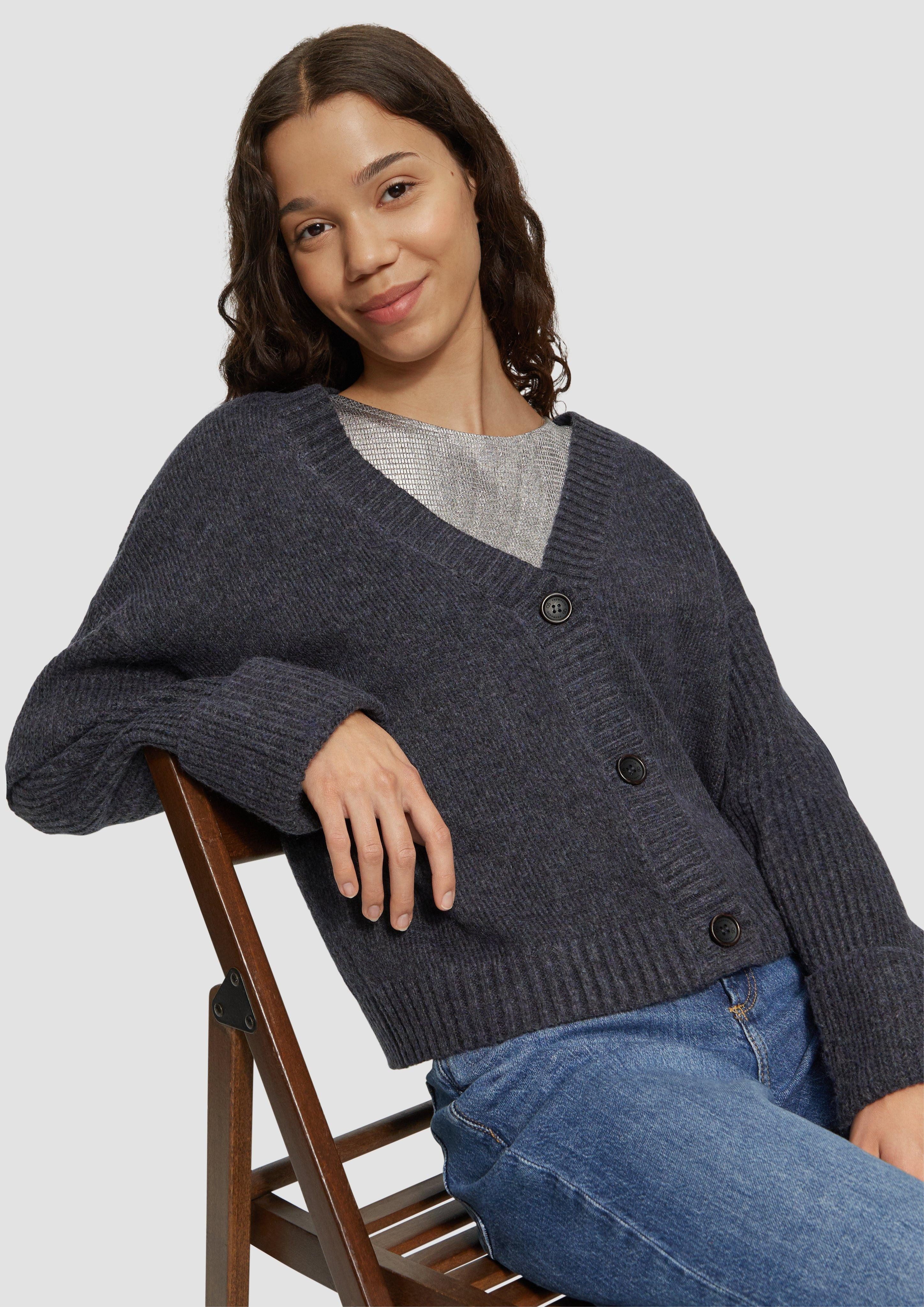QS Funktionsjacke Weiche Strickjacke in melierter günstig online kaufen