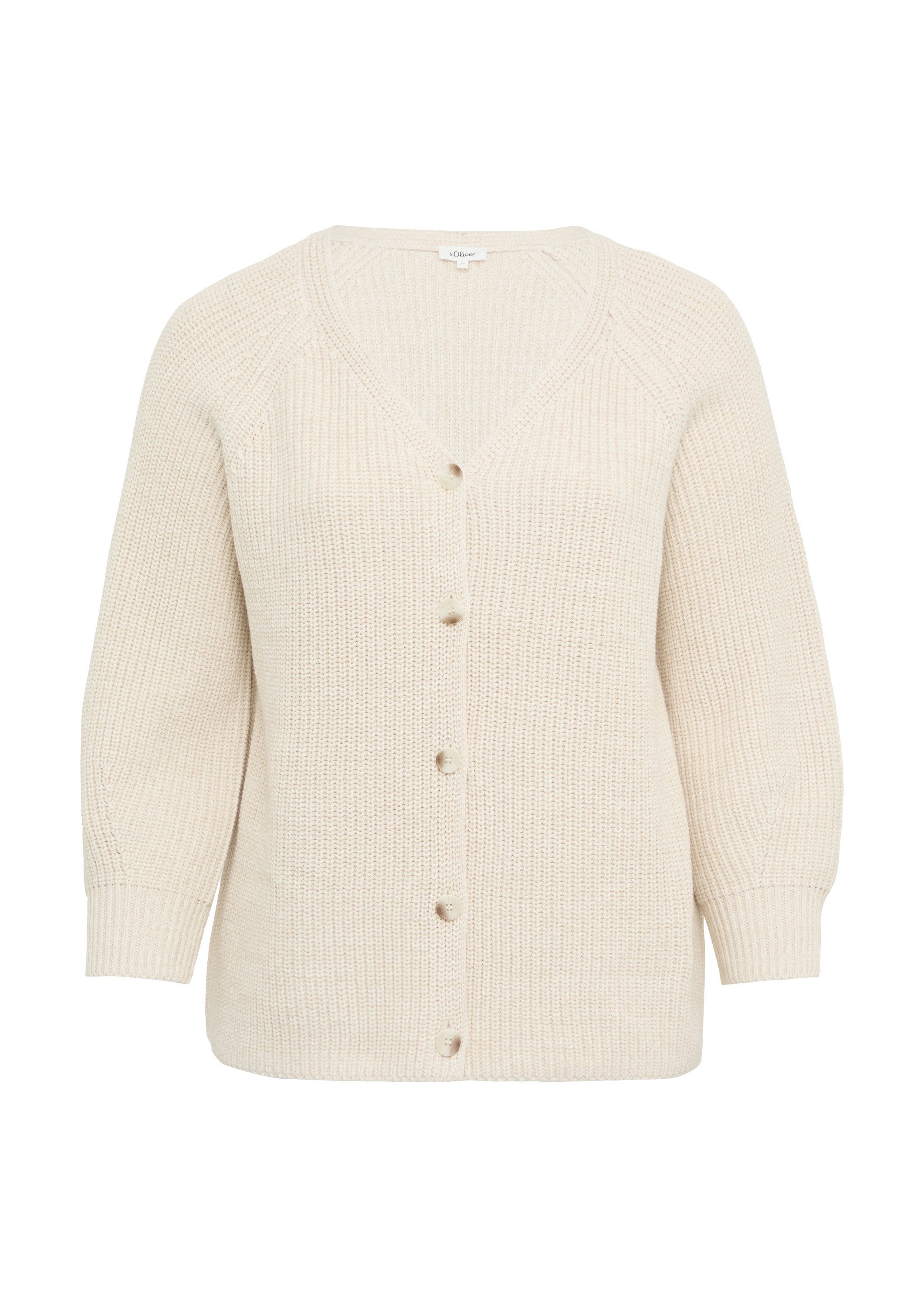s.Oliver Cardigan Strickjacke Strukturierter Cardigan im Relaxed Fit aus Baumwollmix