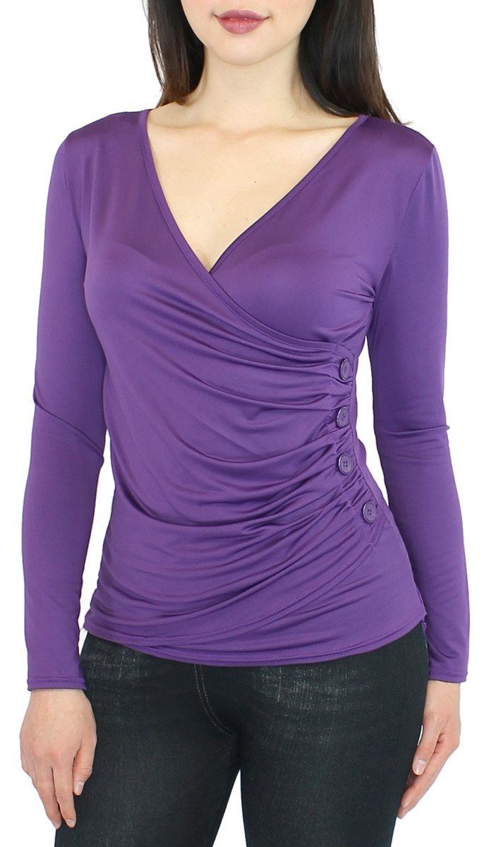 dy_mode Langarmshirt Damen Langarmshirt mit V-Ausschnitt günstig online kaufen