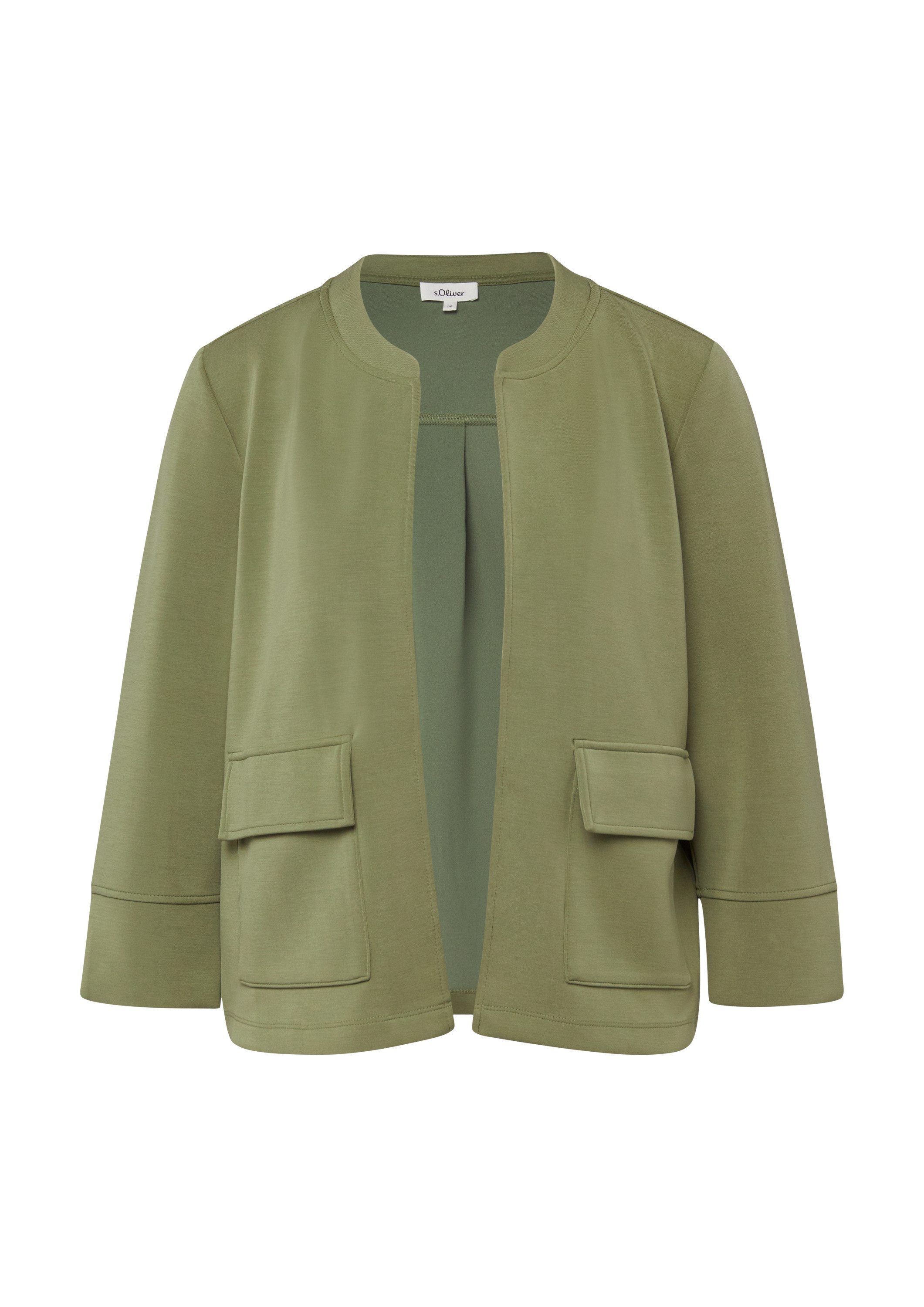 s.Oliver Sweatjacke Sweatshirt Jacke Scuba-Jacke im Relaxed Fit mit 3/4-Arm