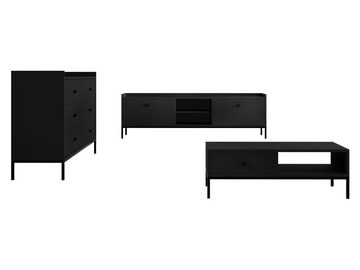 MIRJAN24 Wohnzimmer-Set Tokirot I, (3er-Set, Kommode, Couchtisch, TV-Lowboard), Untergestell aus Metall