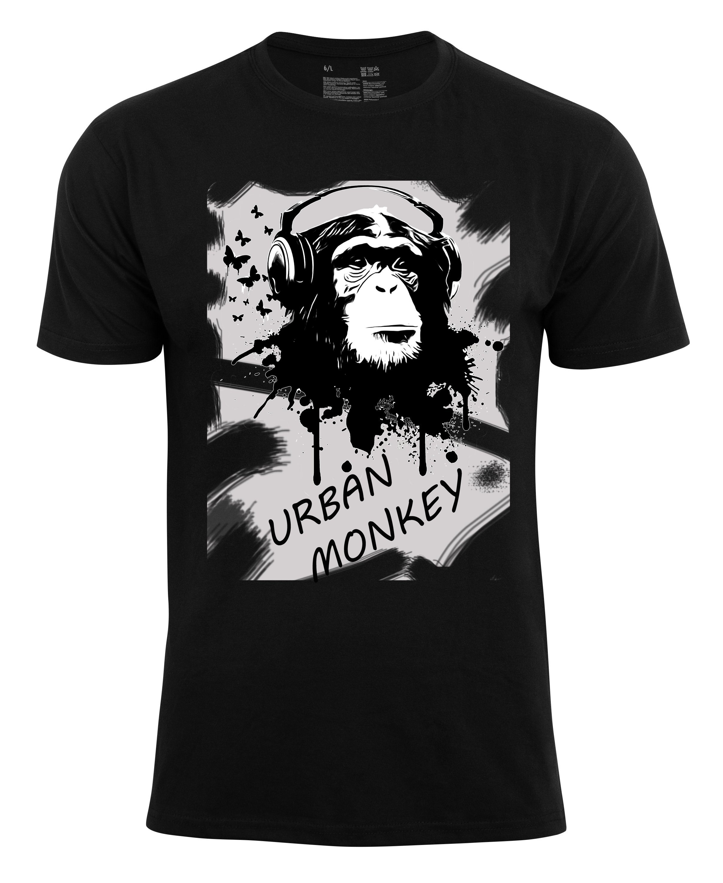 Cotton Prime® T-Shirt "URBAN MONKEY" schwarz