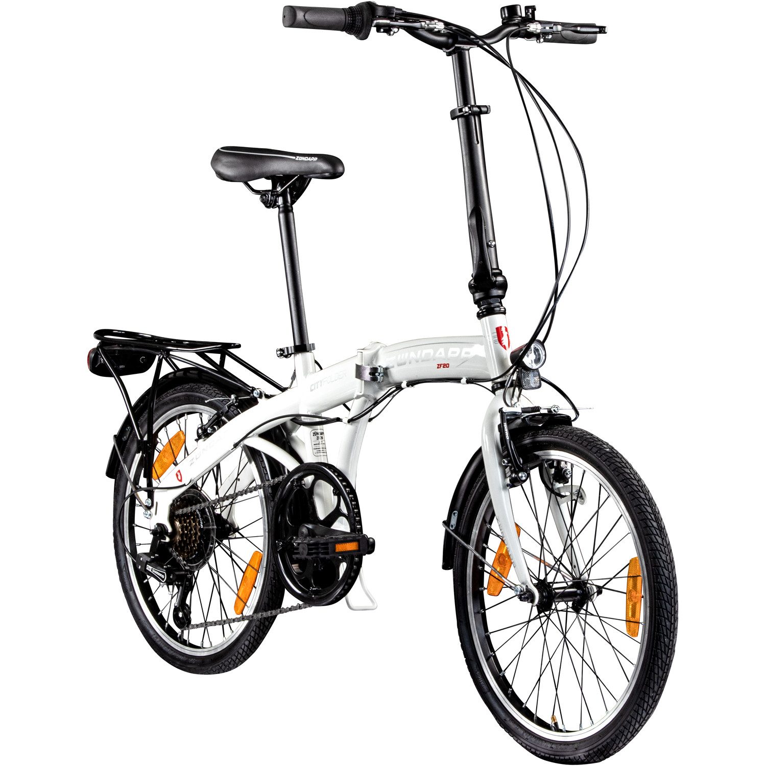 Zündapp Faltrad ZF20 Speed Folder, 6 Gang Shimano Tourney Schaltwerk, Kettenschaltung, Speed Folder 20 Zoll Klapprad Faltrad Stadtrad Fahrrad Klappfahrrad