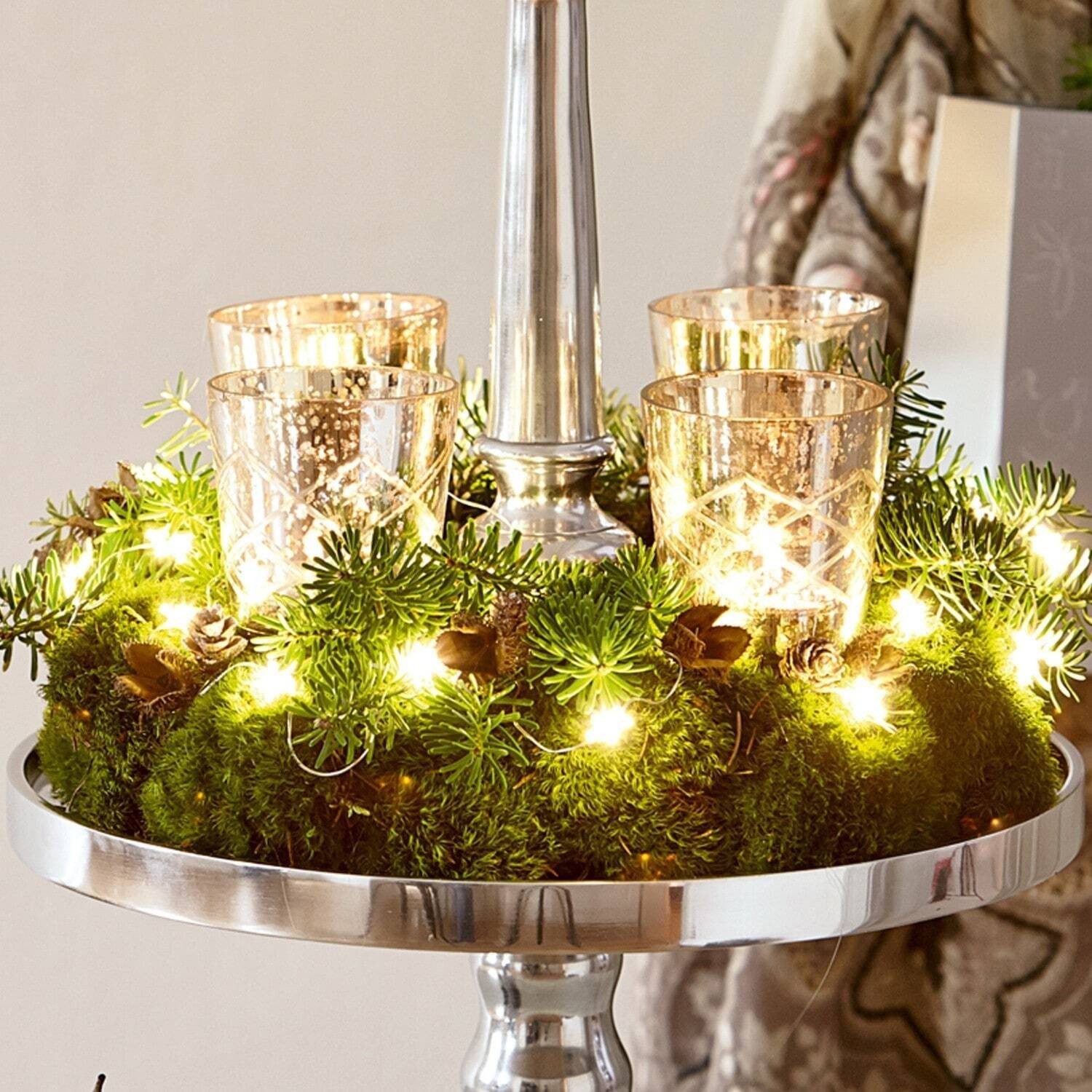 Mirabeau Adventskranz Steckwindlicht 4er Set Clara antiksilber günstig online kaufen