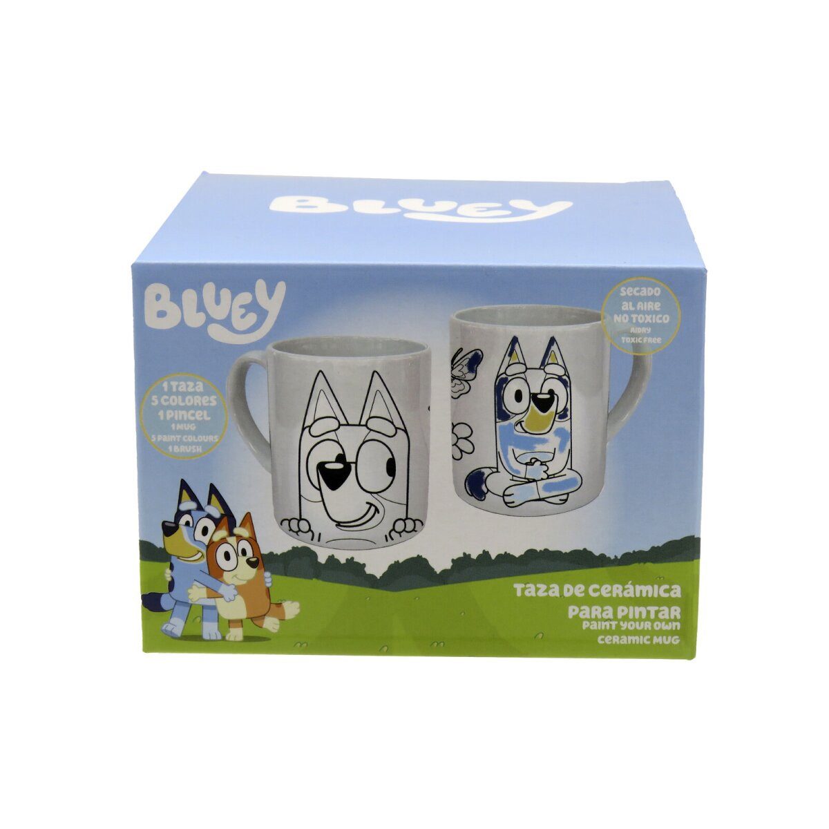 Bluey Kreativset Bluey Tasse 240ml zum Bemalen Set mit 5 Farben und Pinsel