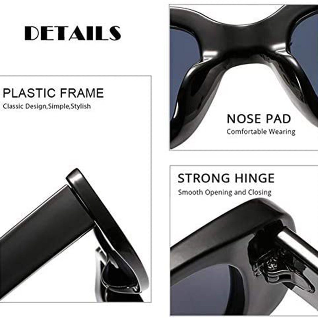 Modische mit quadratischem für Retro-Brille und Sonnenbrille Sonnenbrille Herren Rahmen grey Vintage rechteckige Damen Haiaveng