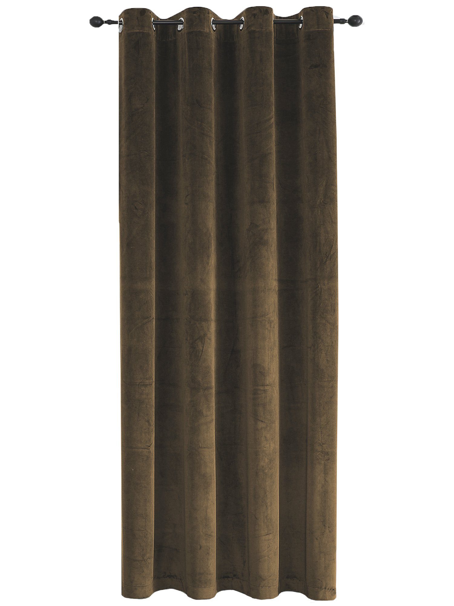 Gardine Vorhang Ösen Verdunkelung 140x245 cm Samt weich blickdicht Gardine, Haus und Deko, Ösen (1 St), Polyester Braun